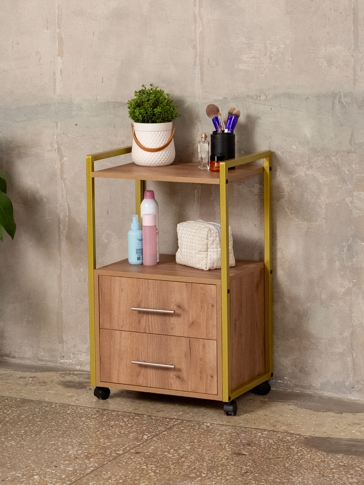 Тележка косметологическая Кая золотой/амаретто