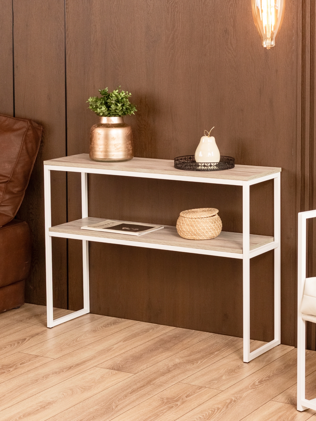 Туалетный консольный столик в стиле лофт Вакка белый/кашемир