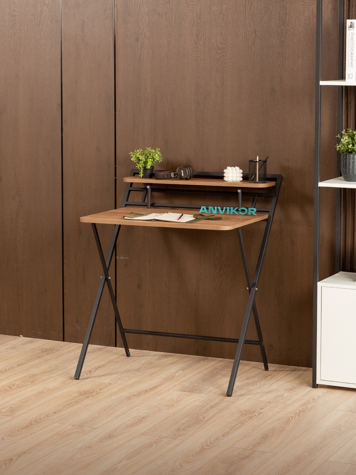 Стол складной письменный Симетo черный/амаретто