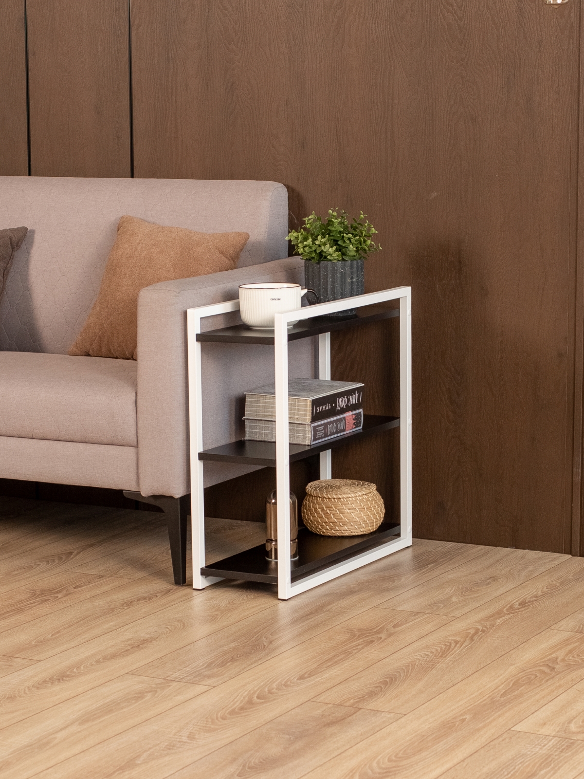 Столик придиванный приставной Ула белый/черный