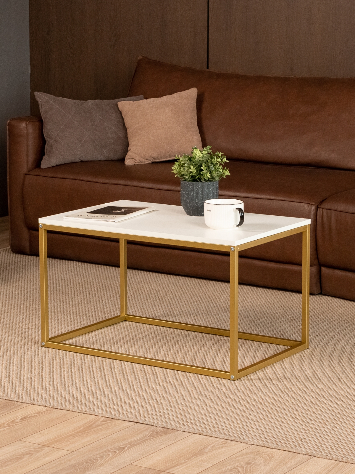 Журнальный столик Минчо золотой/белый