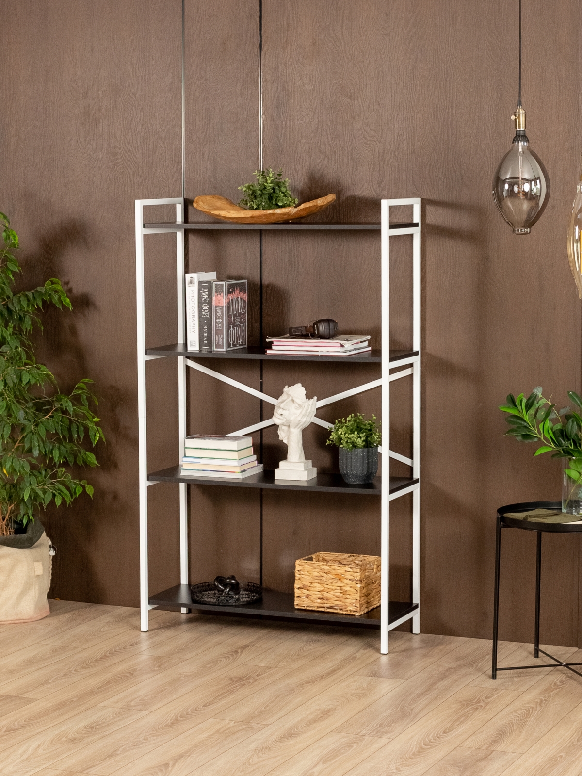 Металлический стеллаж Катунь белый/черный