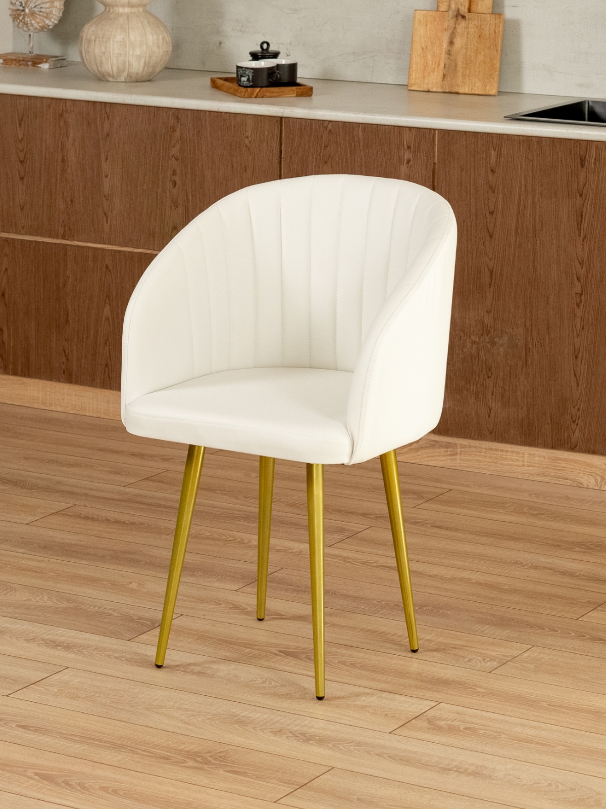 Стул Карибу экокожа золотой/белый