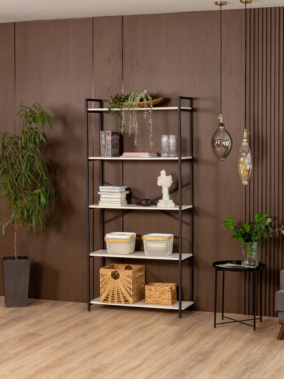 Металлический стеллаж Нарва черный/белый