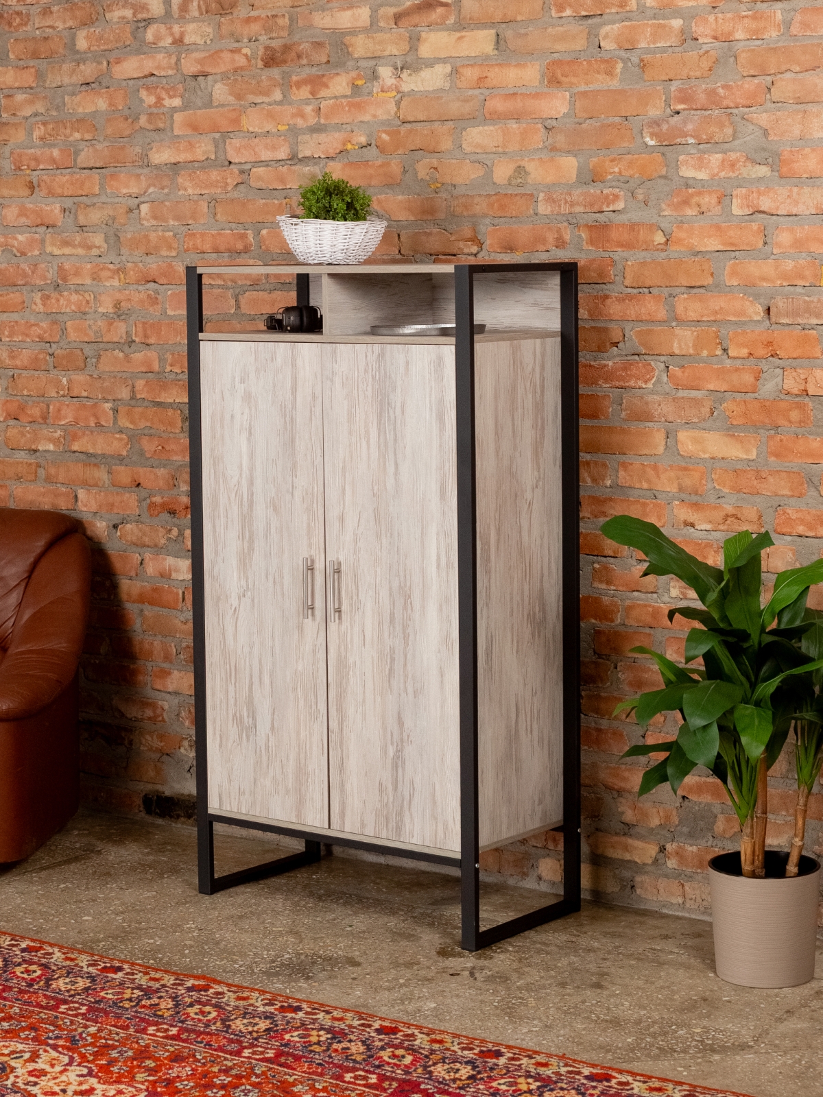 Шкаф с полками Геллес черный/кашемир