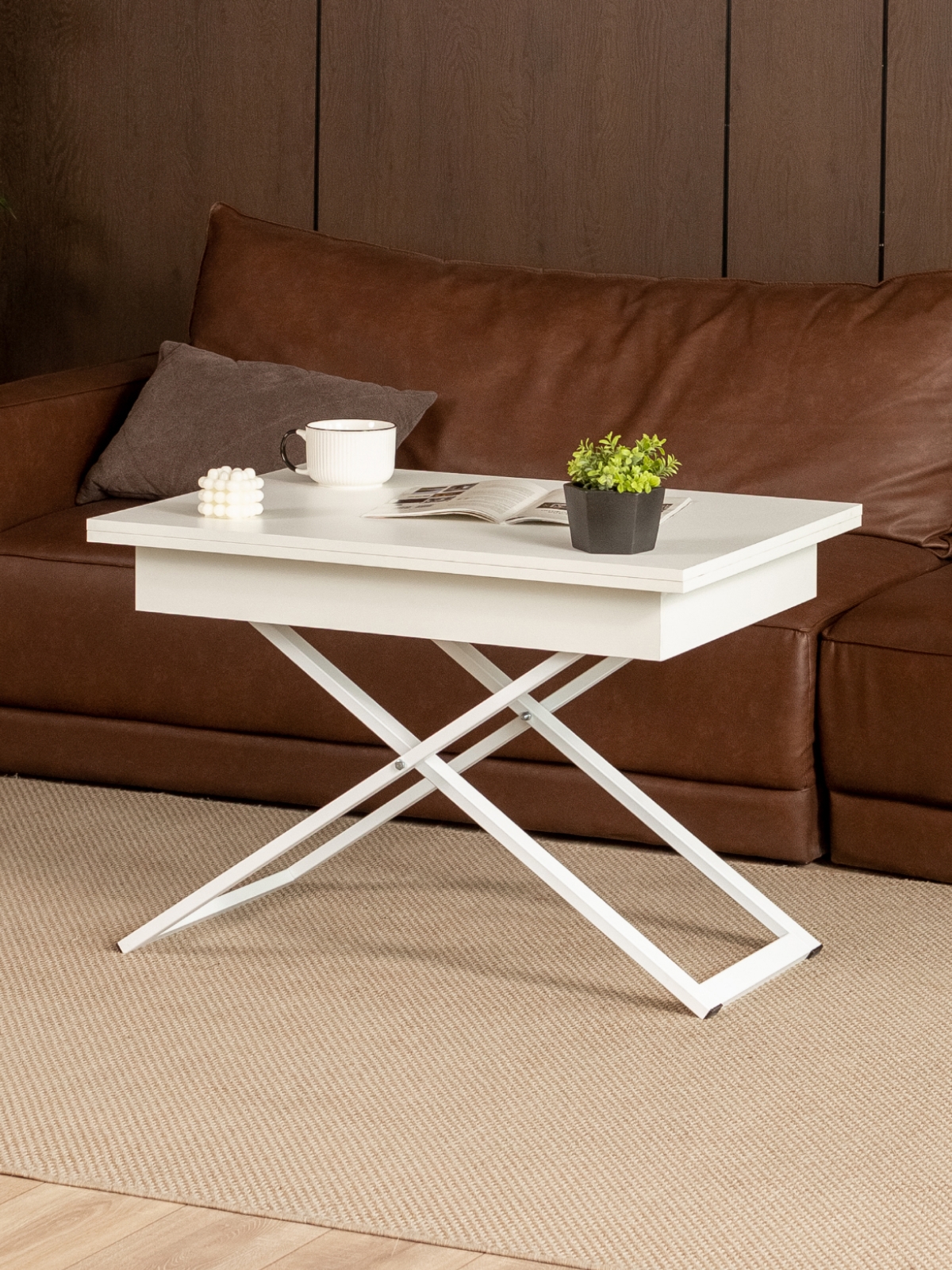 Стол трансформер раздвижной Амга белый/белый