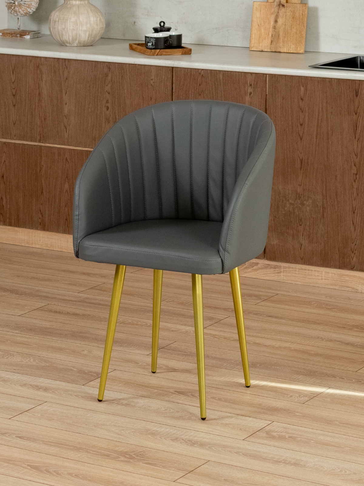 Стул Карибу экокожа золотой/серый