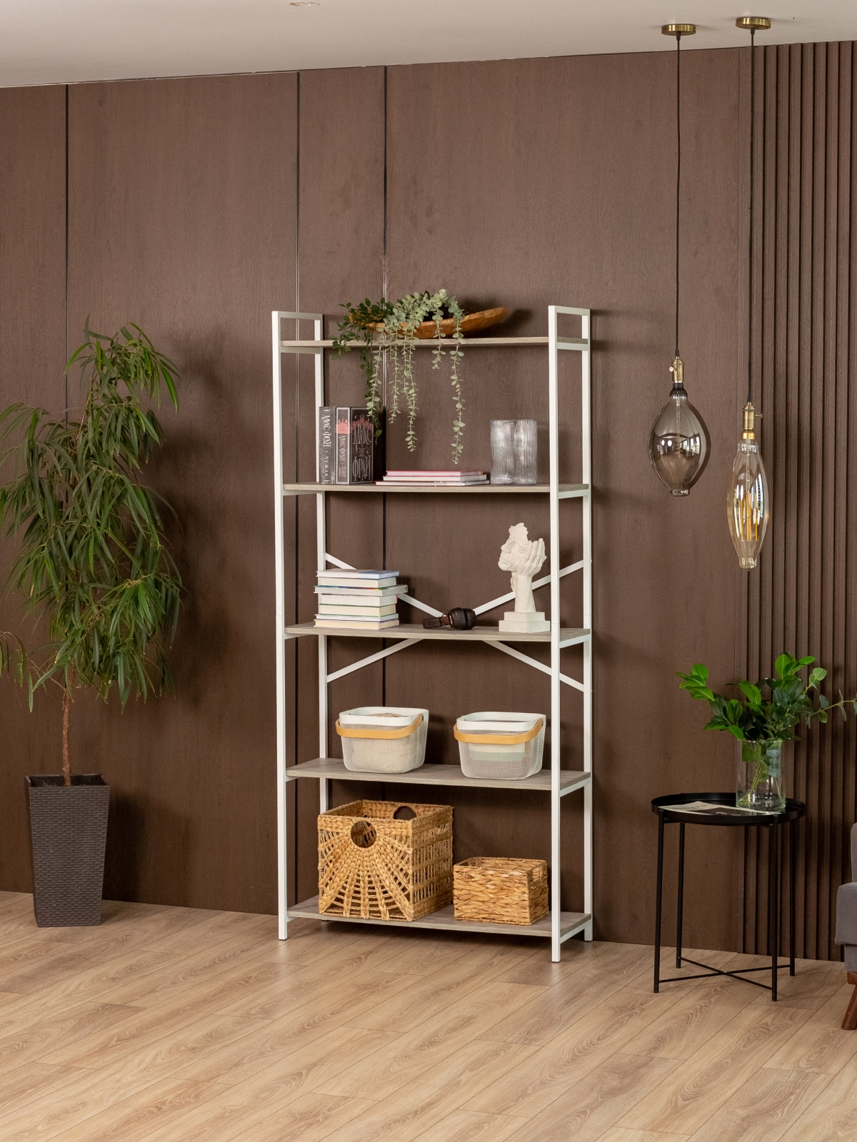 Металлический стеллаж Нарва белый/кашемир