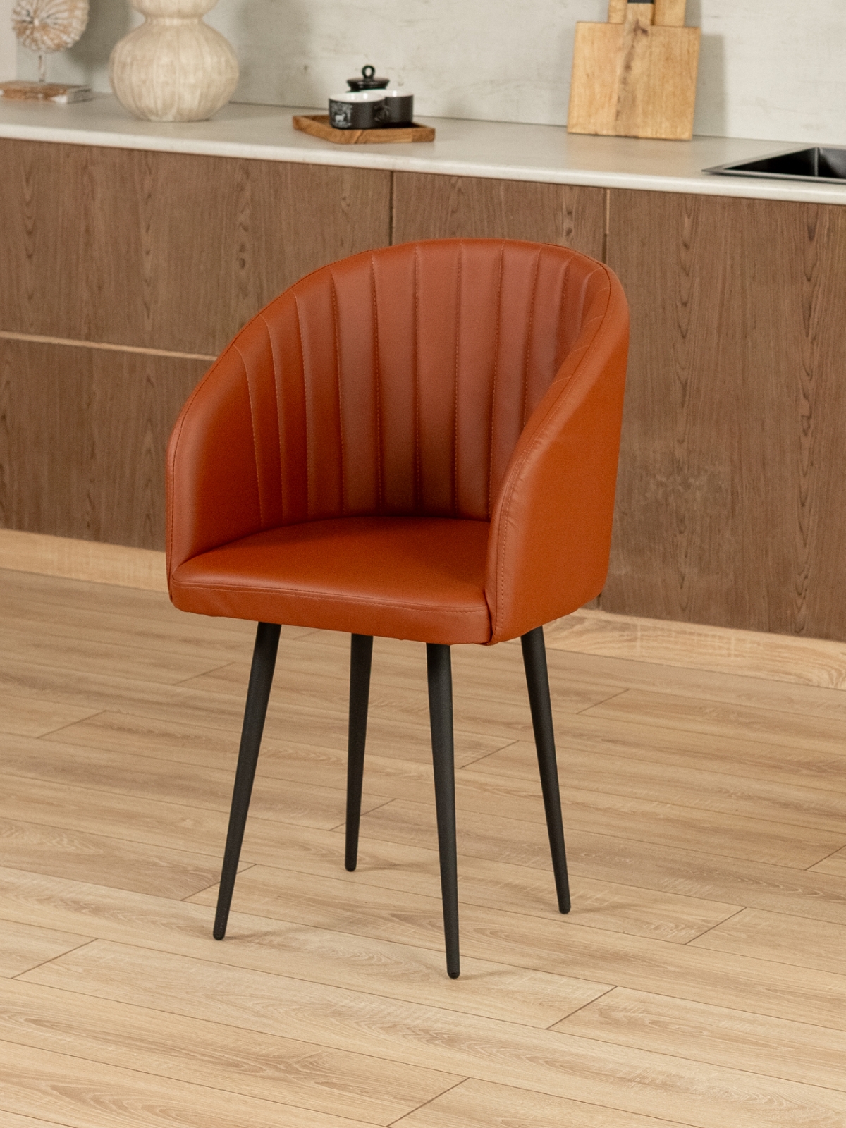 Стул Карибу экокожа черный/коричневый