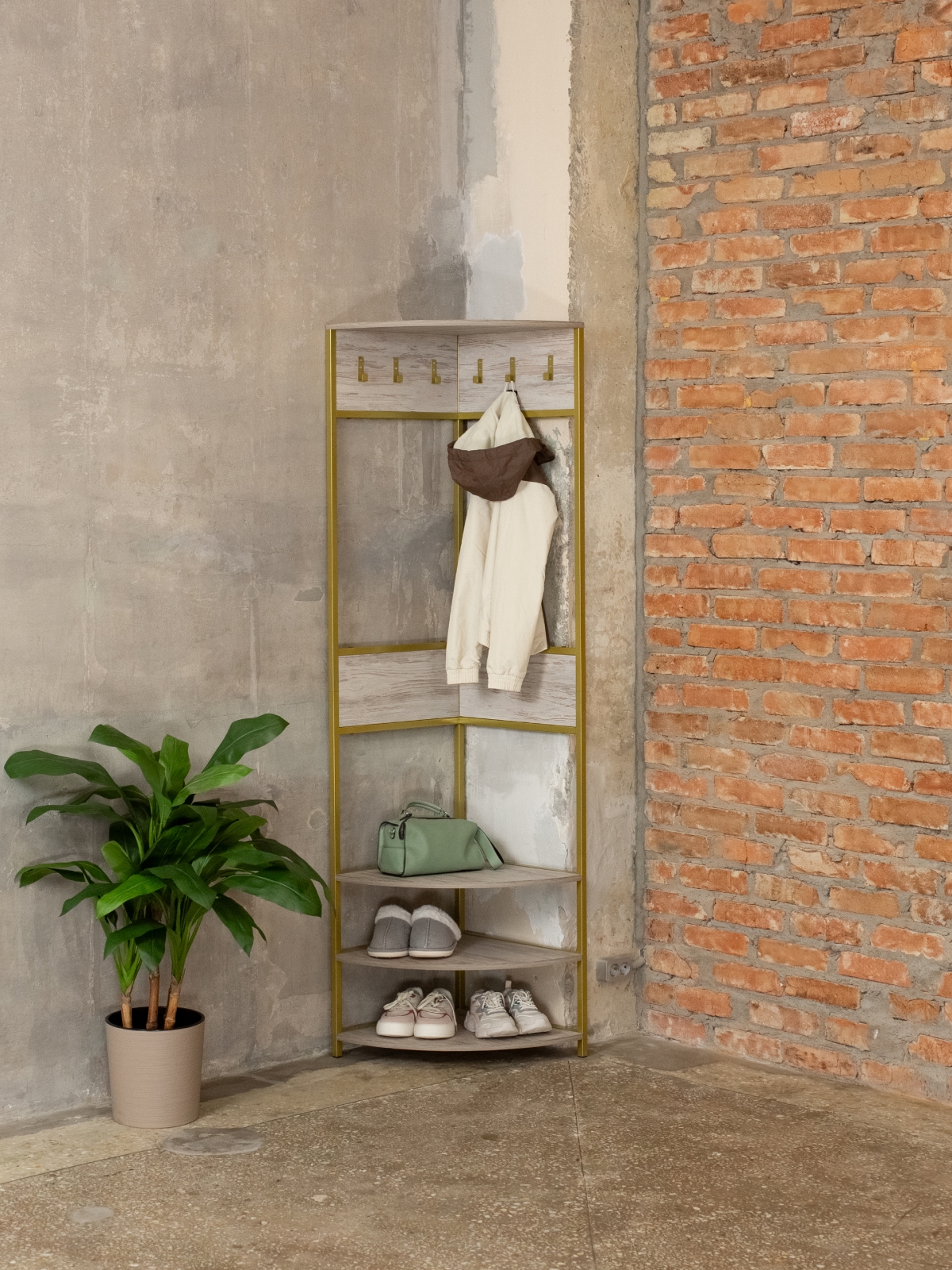 Вешалка угловая напольная Анива золотой/кашемир