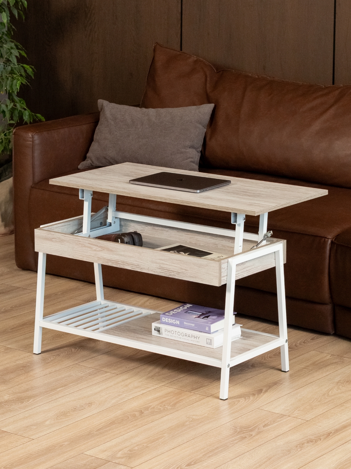 Журнальный стол-трансформер Шуда белый/кашемир