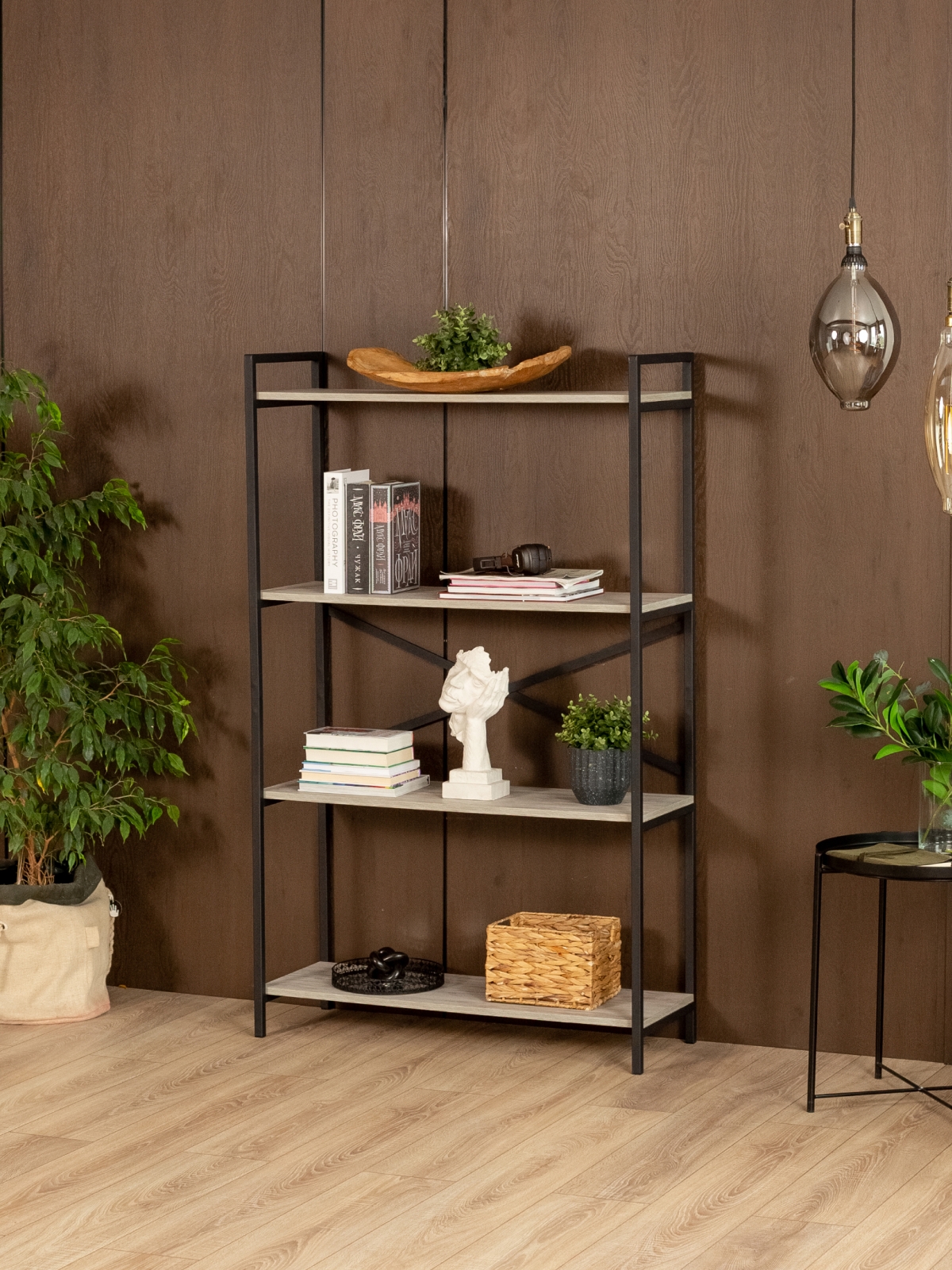 Металлический стеллаж Катунь черный/кашемир