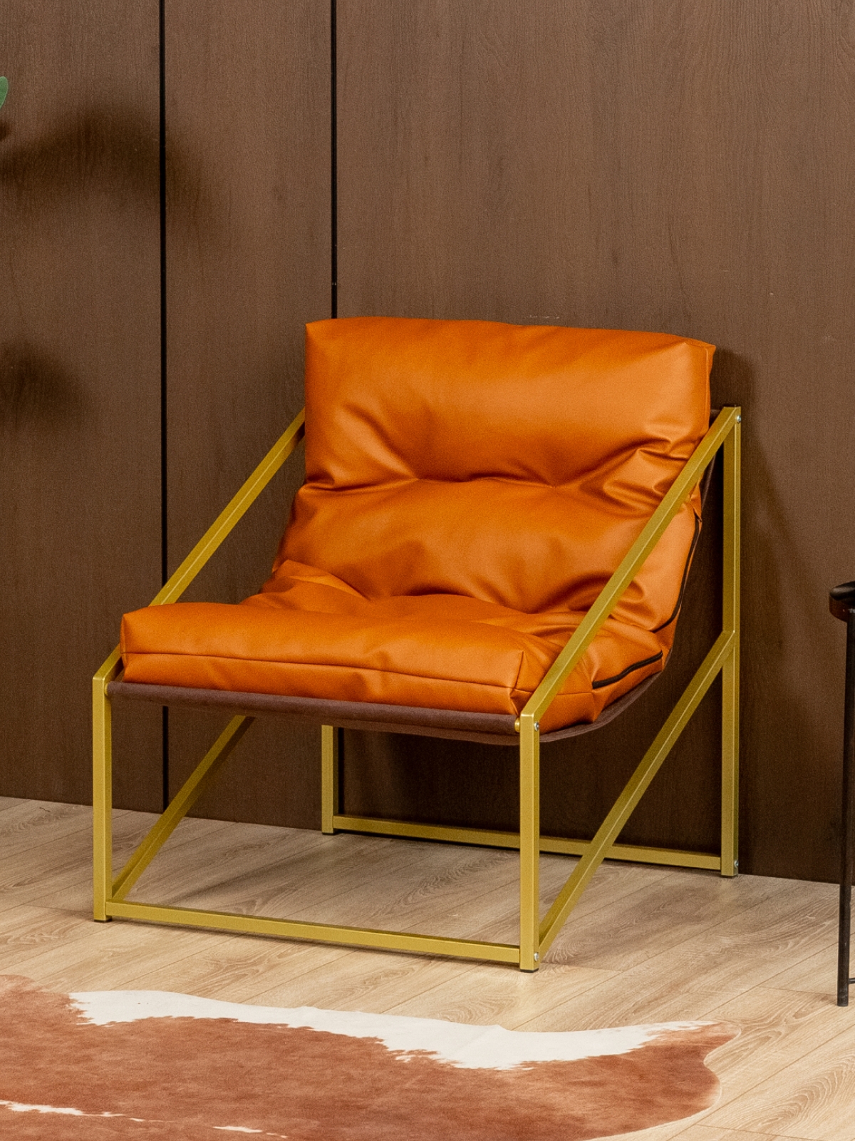 Кресло в стиле лофт Сена экокожа золотой/коричневый