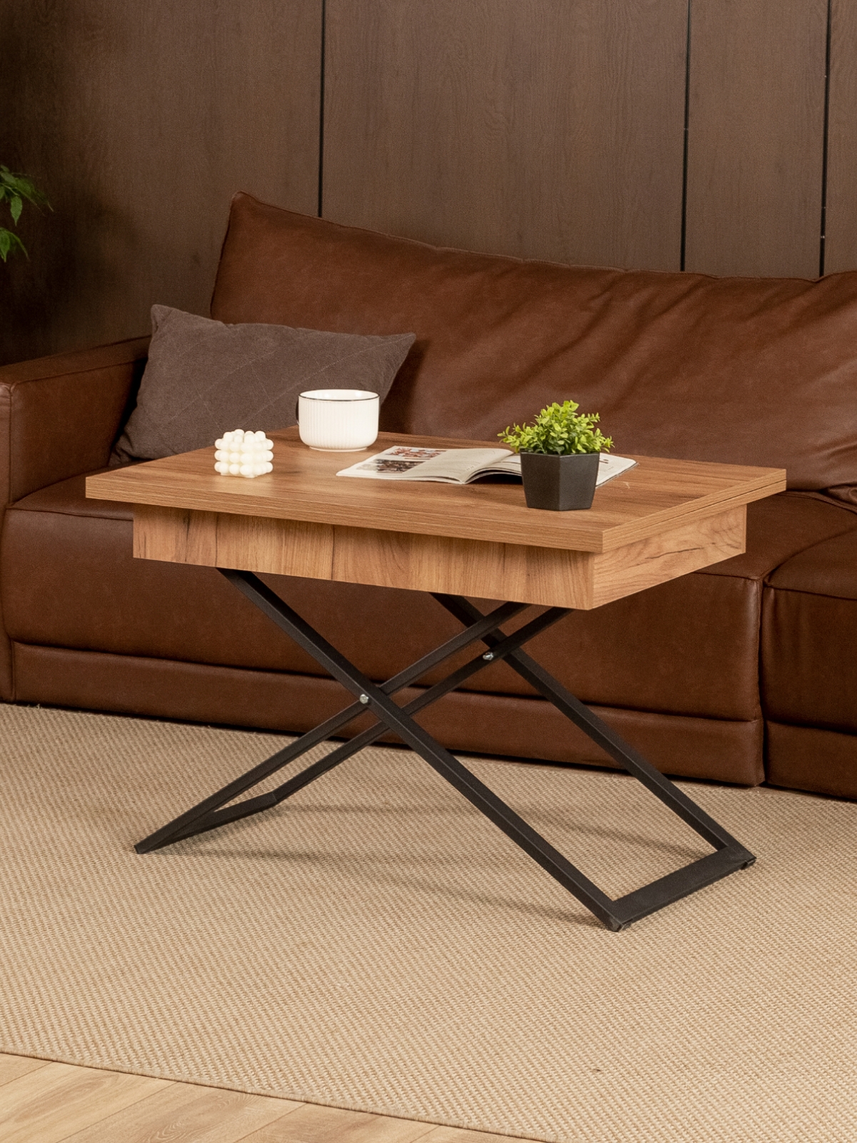 Стол трансформер раздвижной Амга черный/амаретто