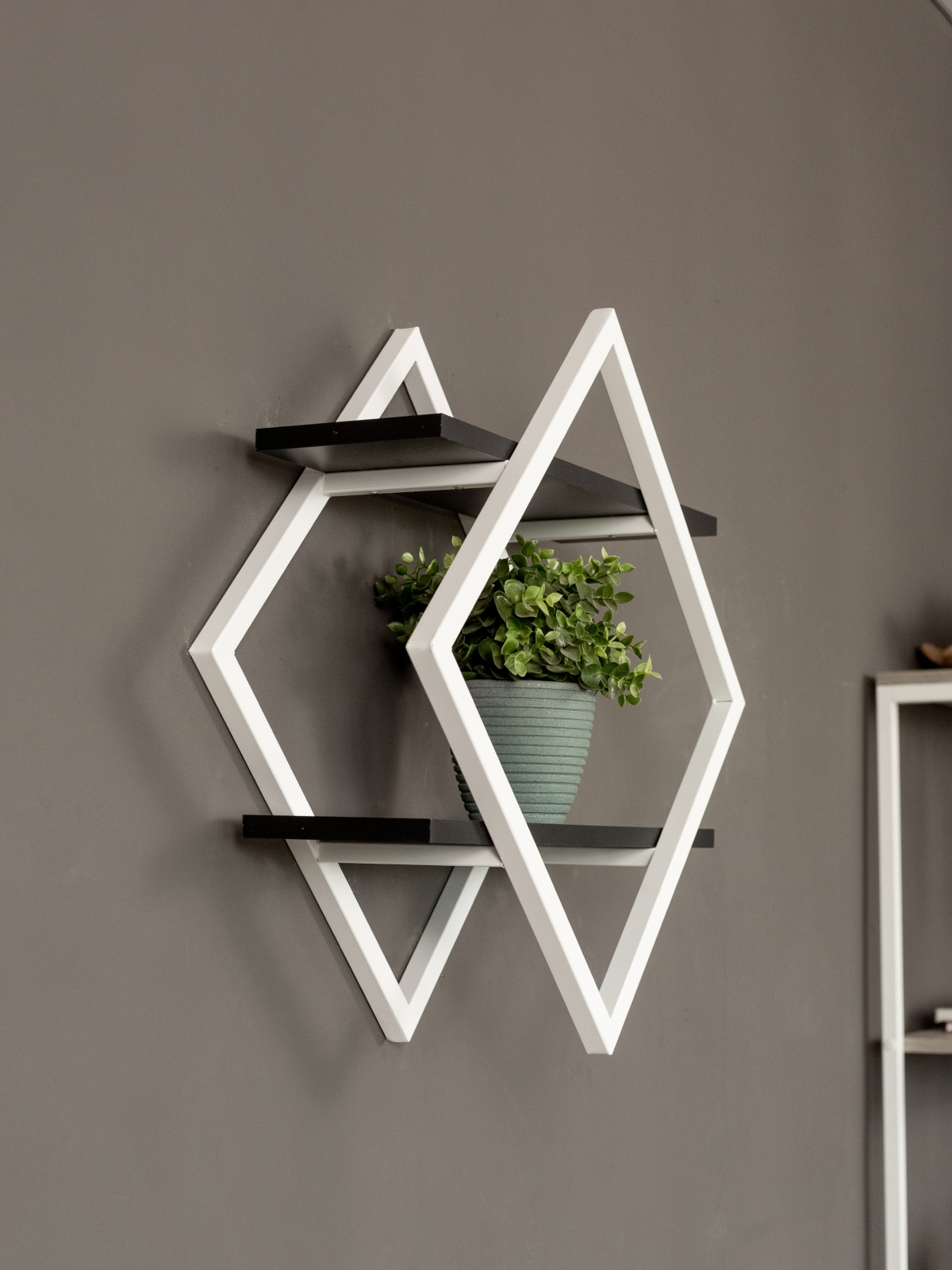 Настенная полка в стиле лофт Вилен белый/черный