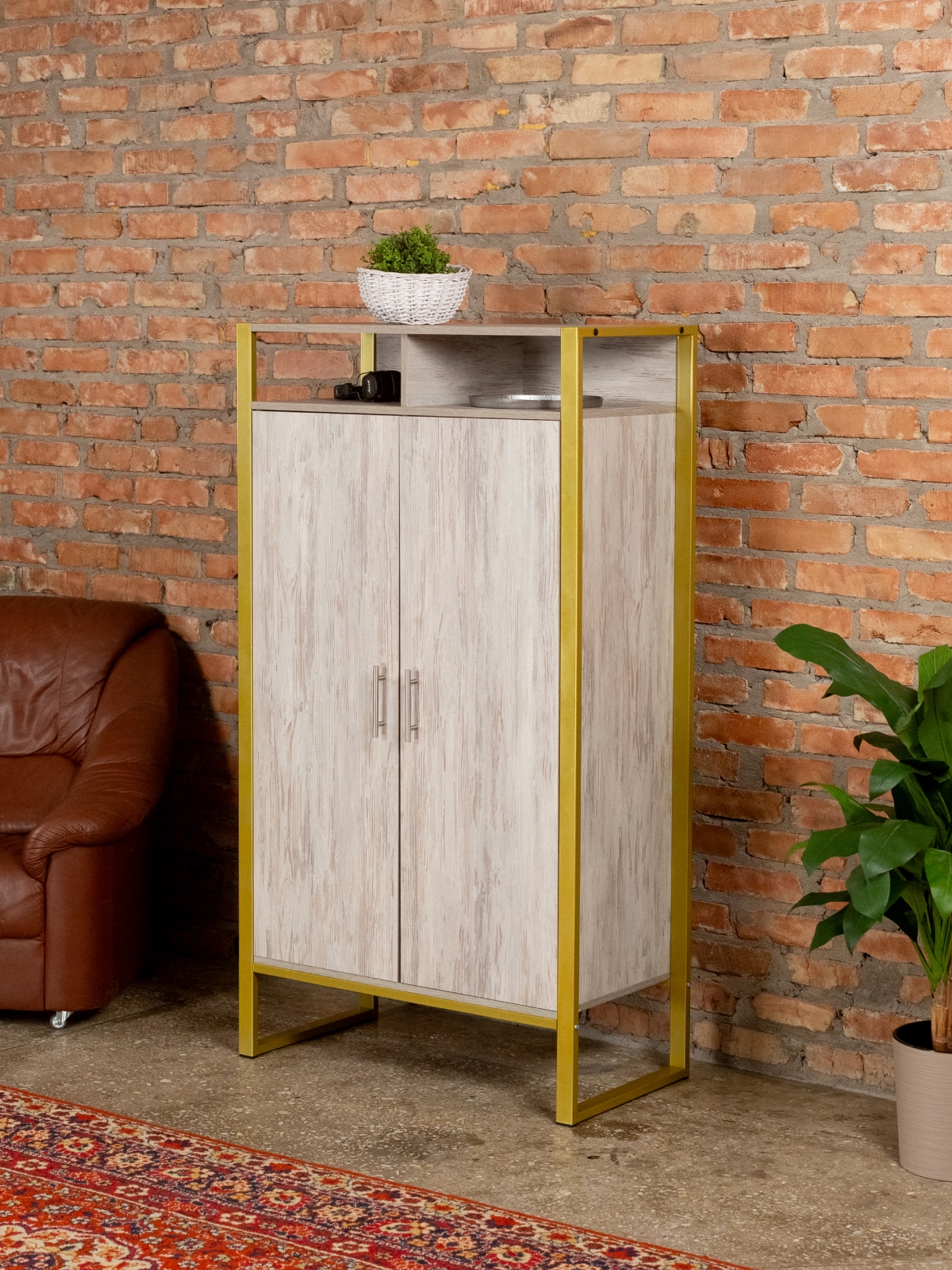 Шкаф с полками Геллес золотой/кашемир