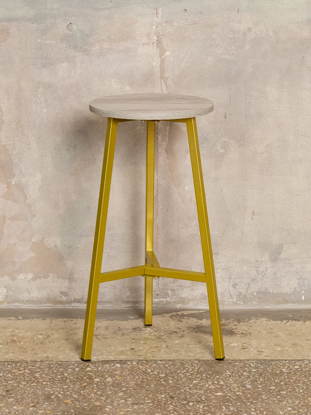 Полубарный стул табурет круглый лофт Эна золотой/кашемир