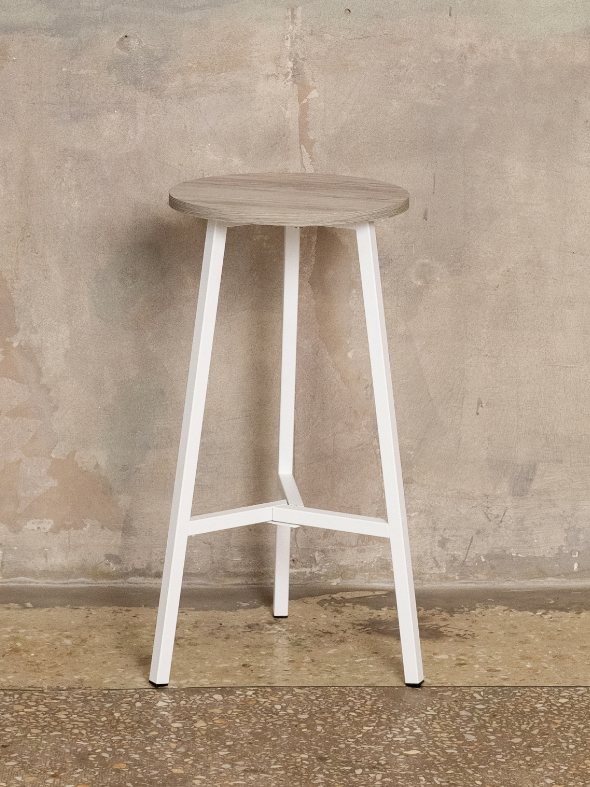 Полубарный стул табурет круглый лофт Эна белый/кашемир