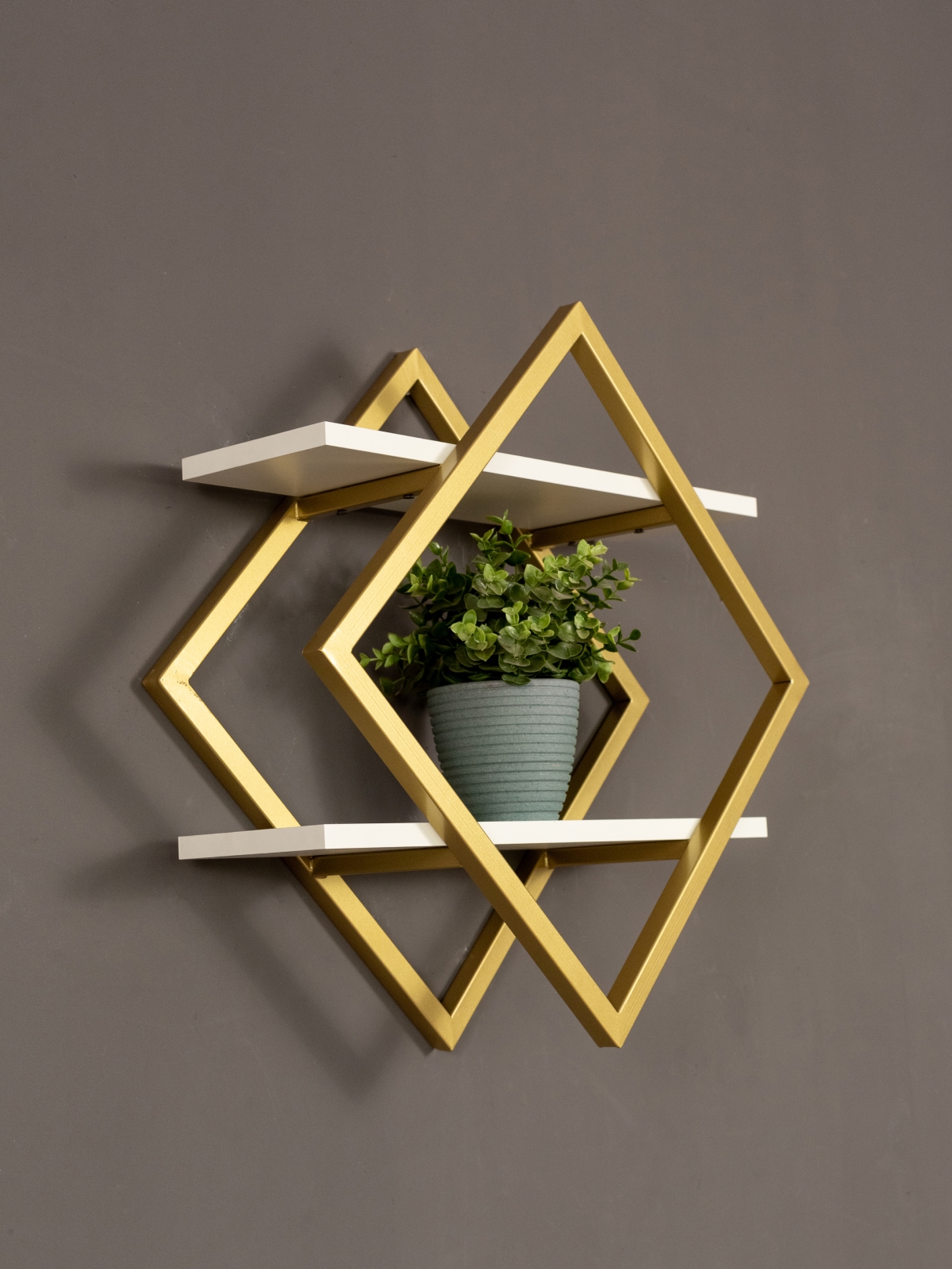 Настенная полка в стиле лофт Вилен золотой/белый