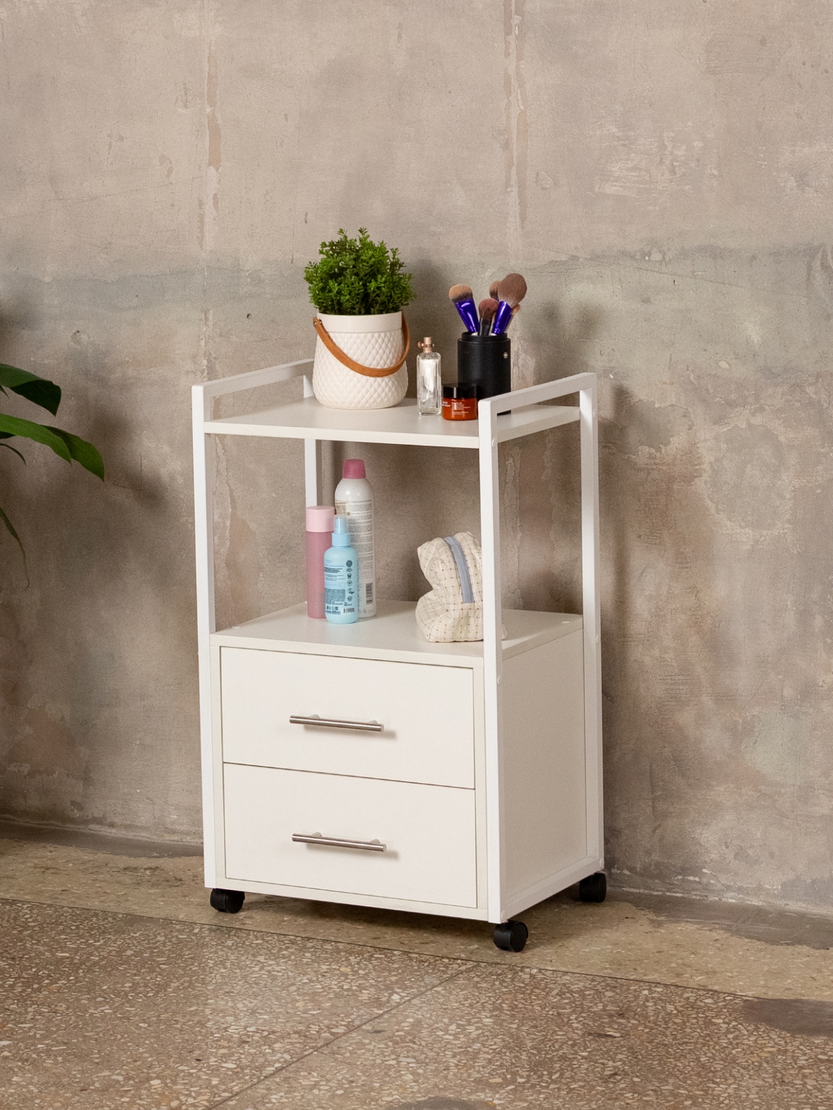 Тележка косметологическая Кая белый/белый