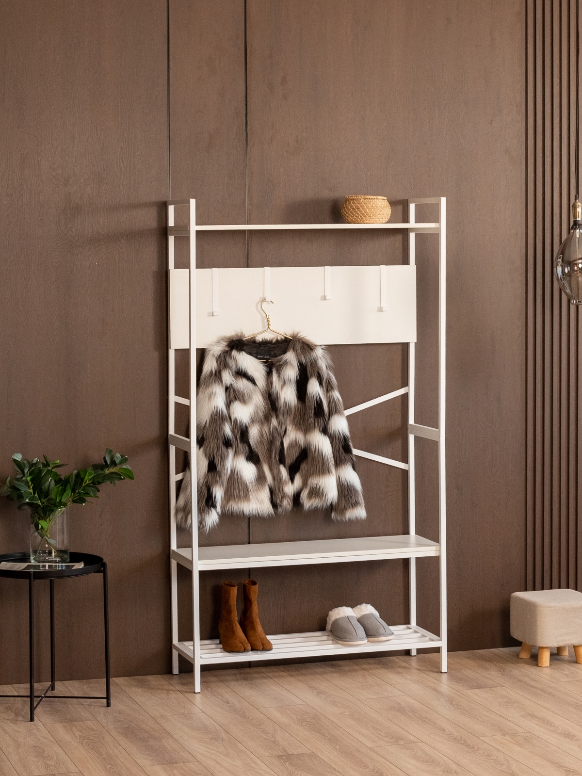 Вешалка напольная в прихожую лофт Татта белый/белый