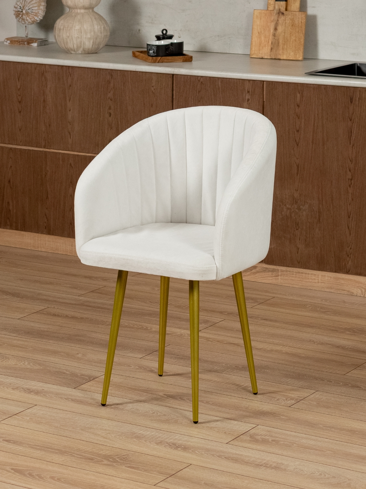 Стул Карибу велюр золотой/белый