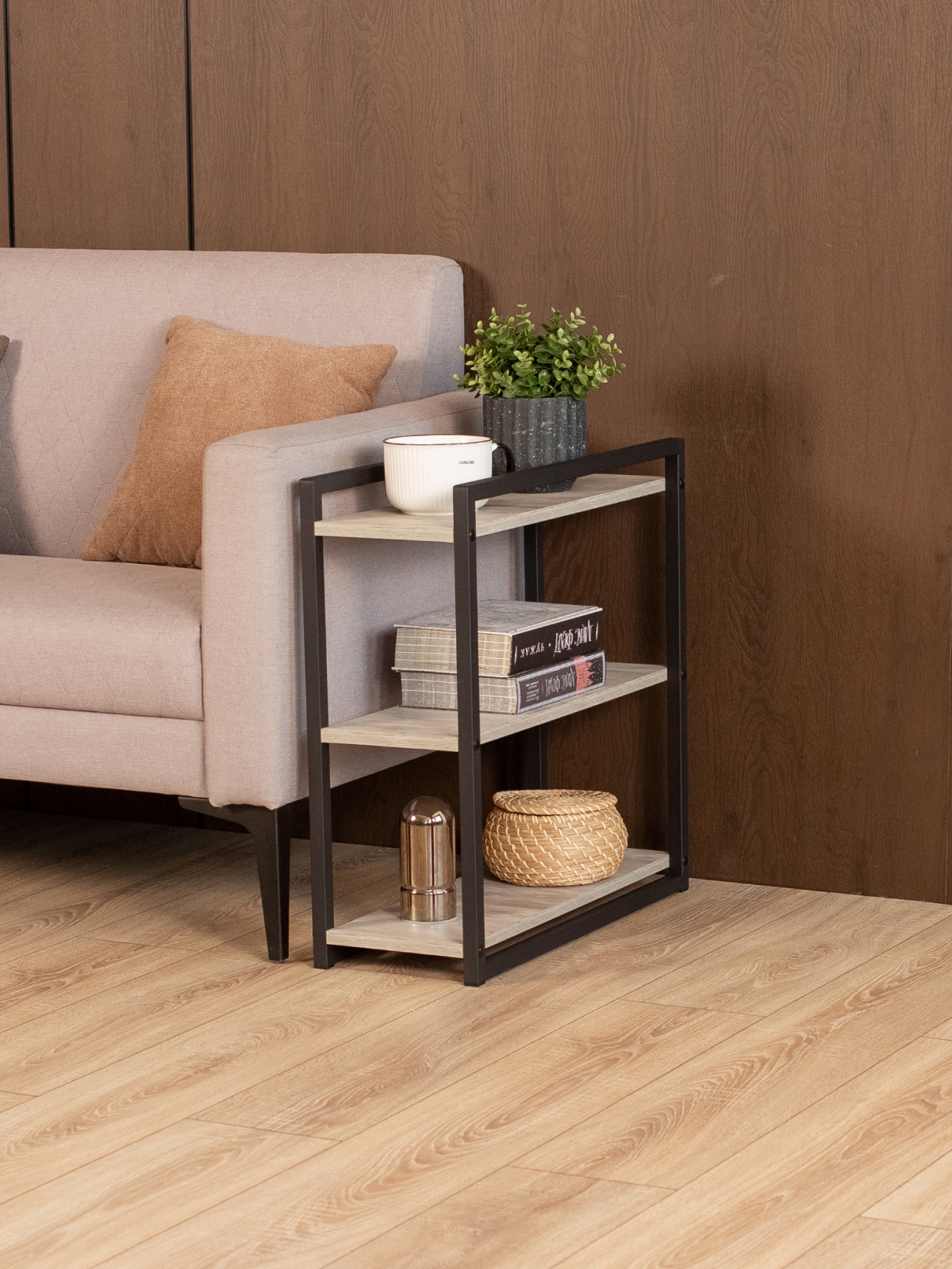 Столик придиванный приставной Ула черный/кашемир