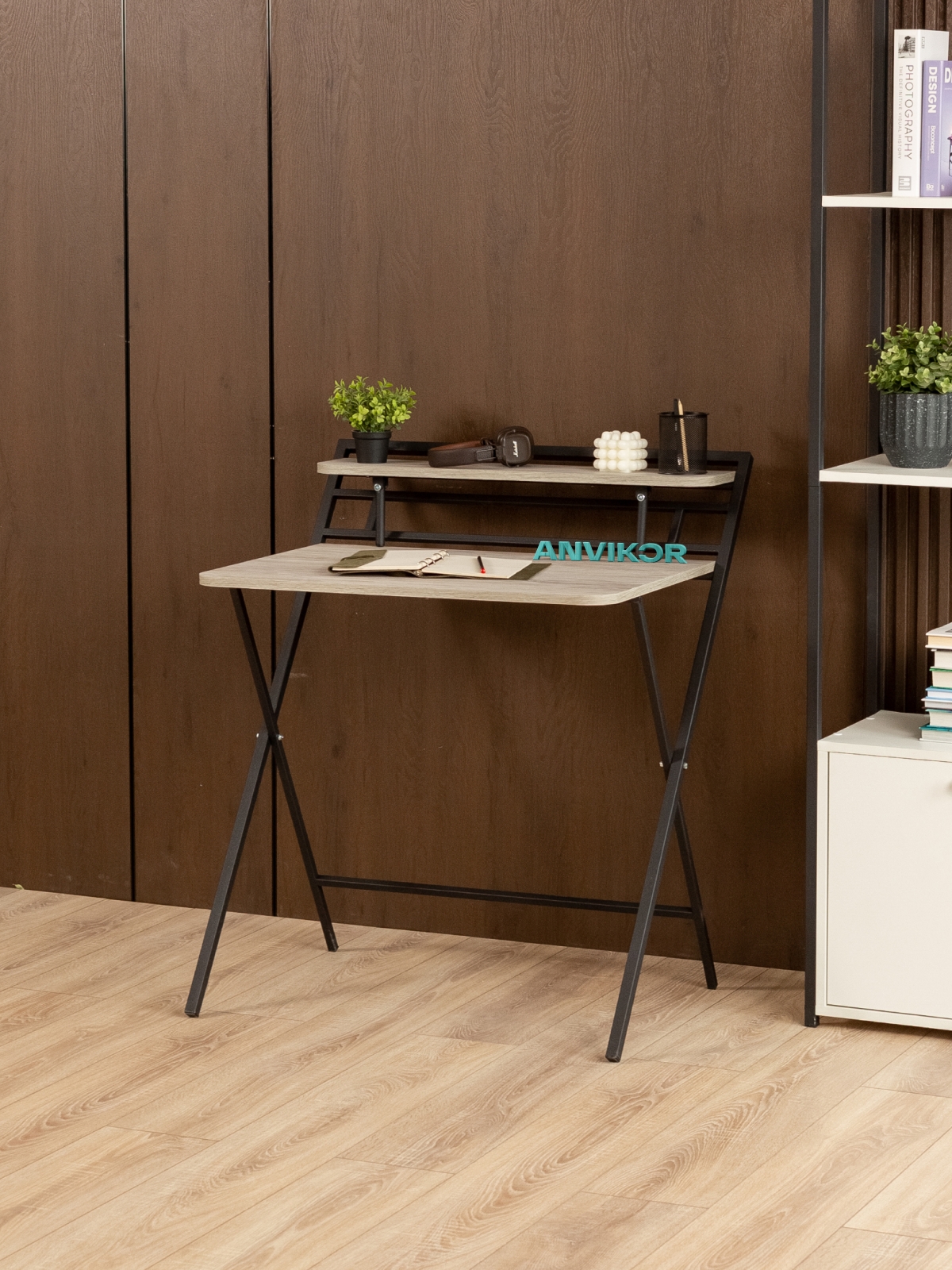 Стол складной письменный Симетo черный/кашемир