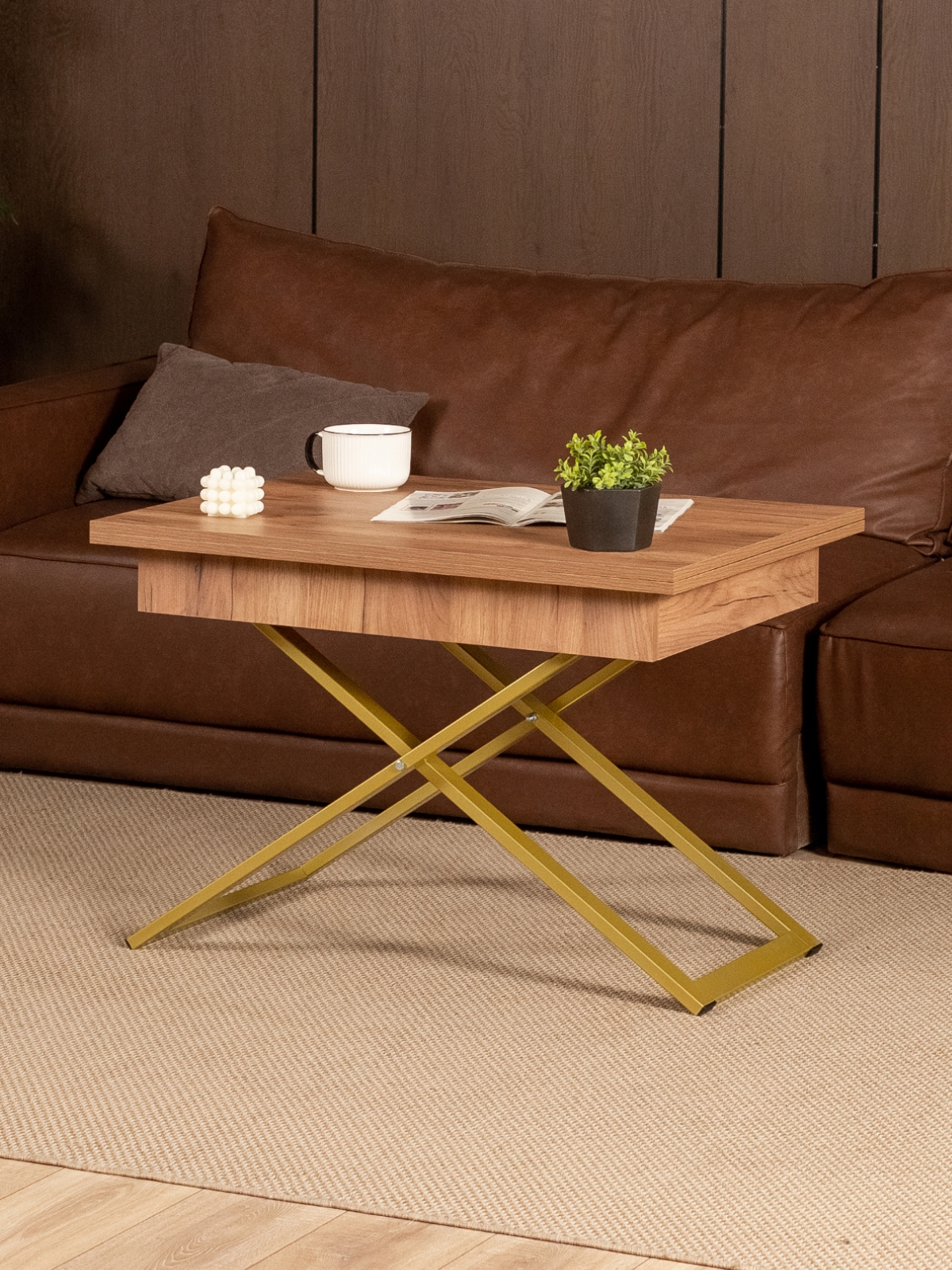 Стол трансформер раздвижной Амга золотой/амаретто