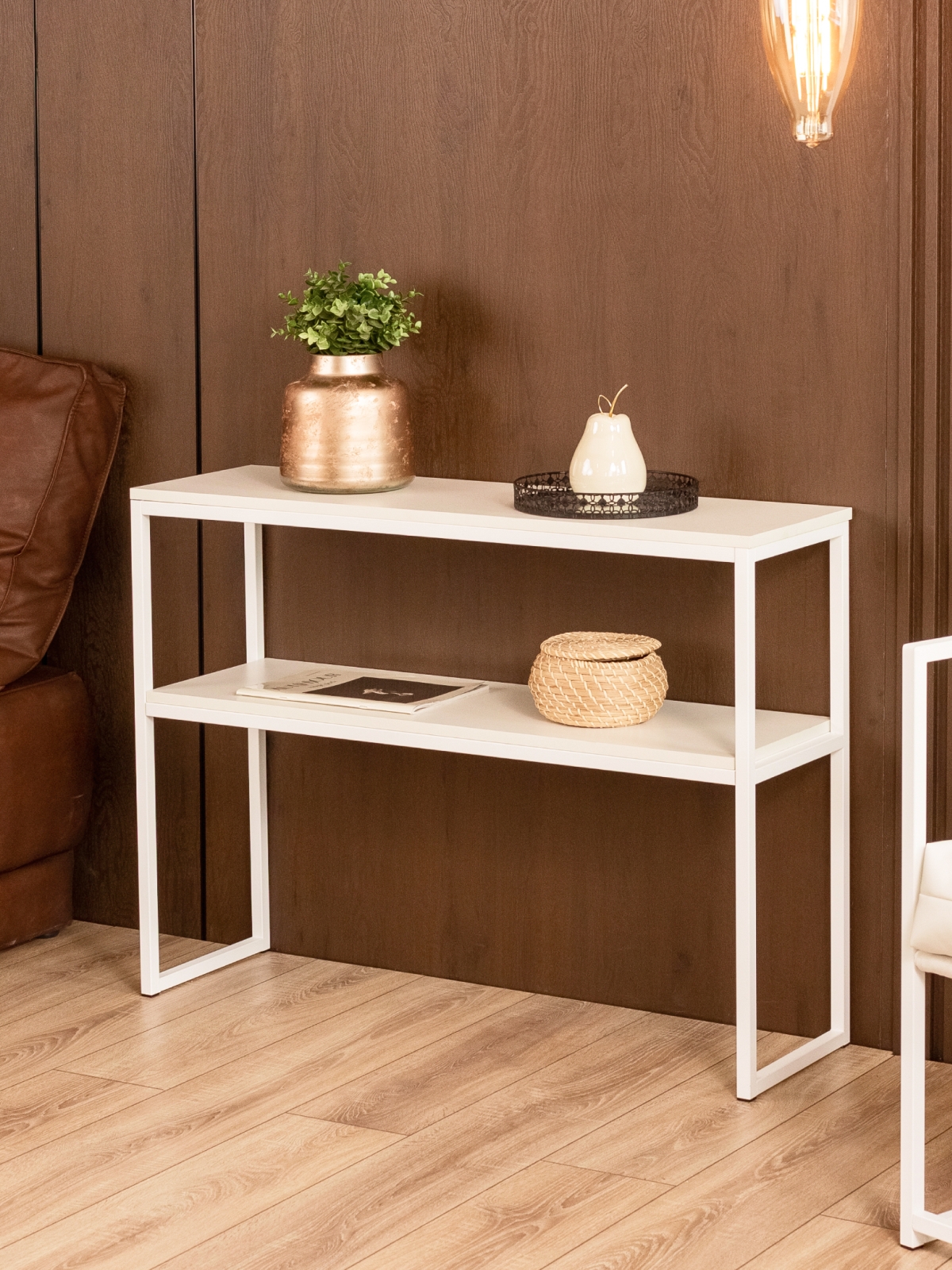 Туалетный консольный столик в стиле лофт Вакка белый/белый