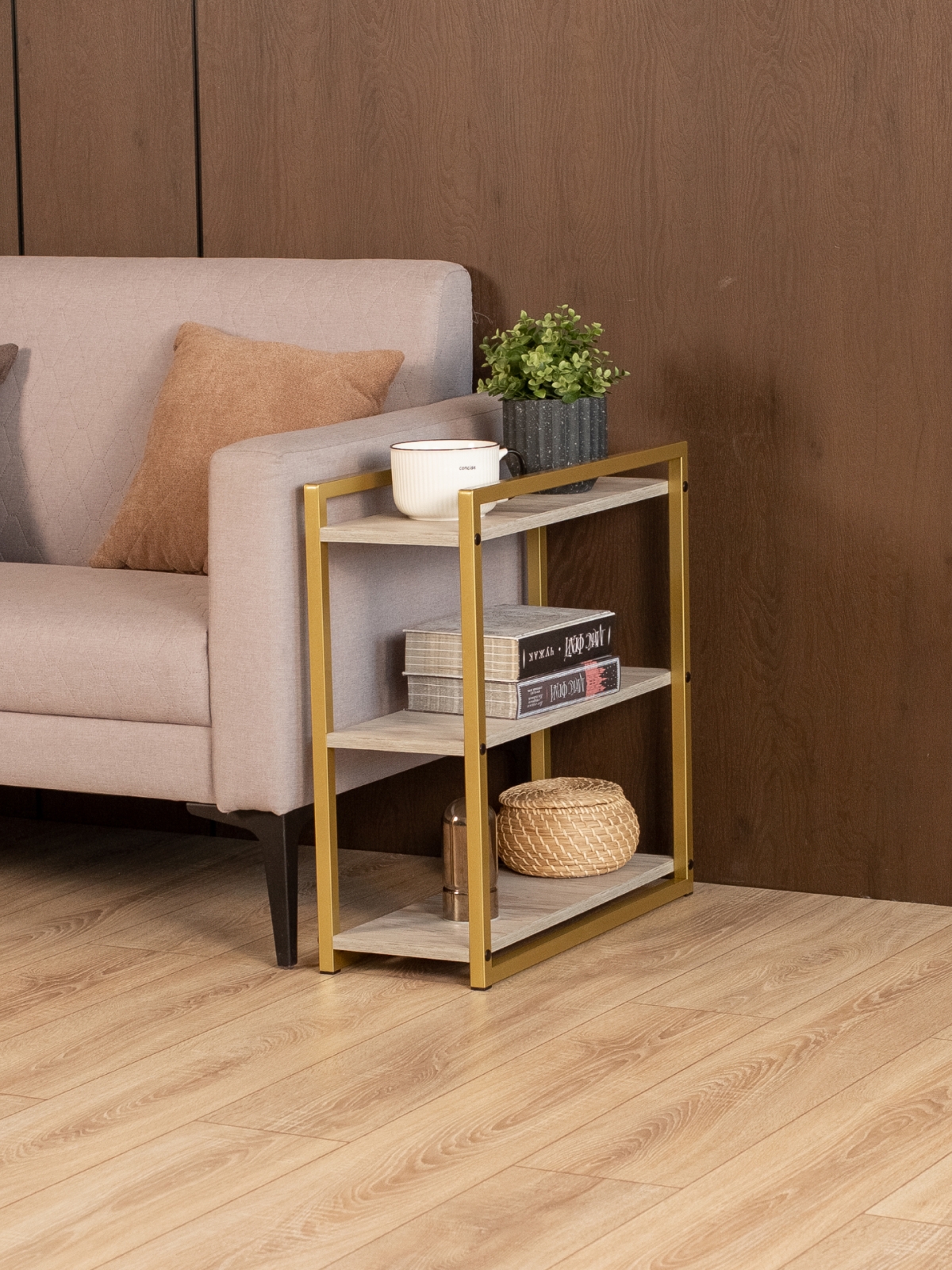 Столик придиванный приставной Ула золотой/кашемир