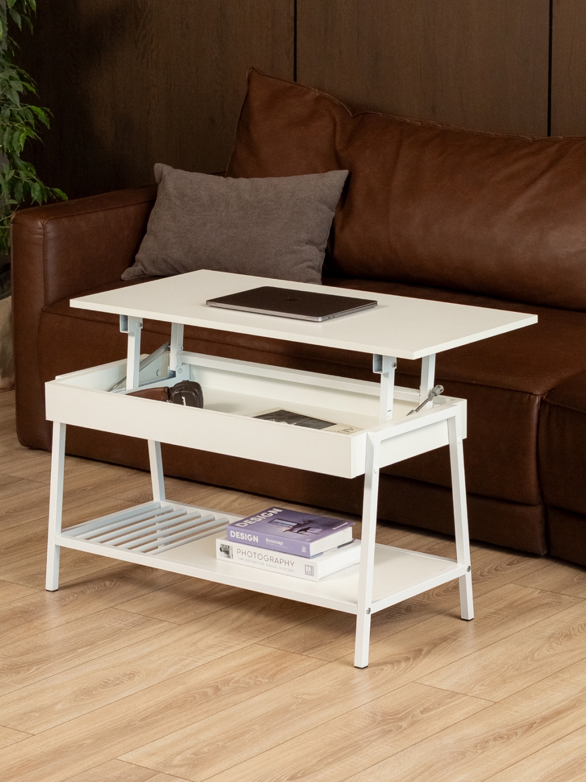 Журнальный стол-трансформер Шуда белый/белый