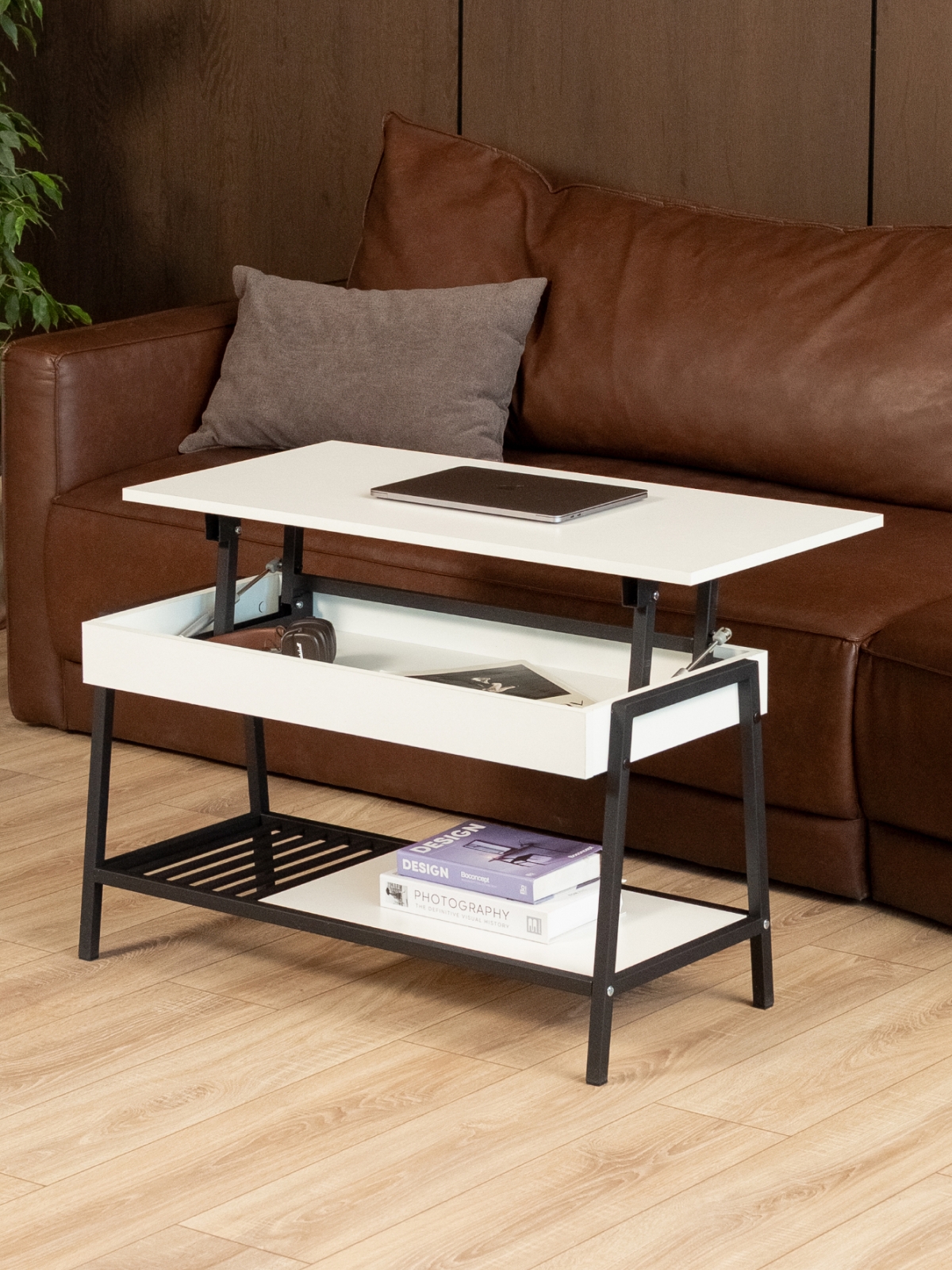 Журнальный стол-трансформер Шуда черный/белый