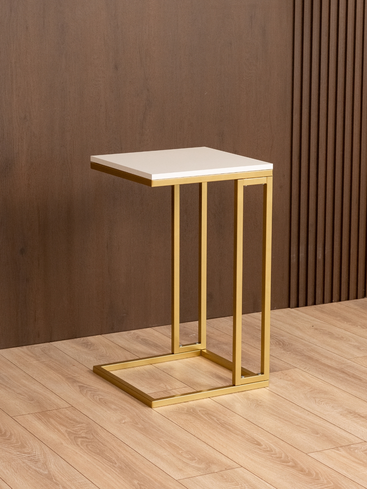 Приставной журнальный столик Римо золотой/белый