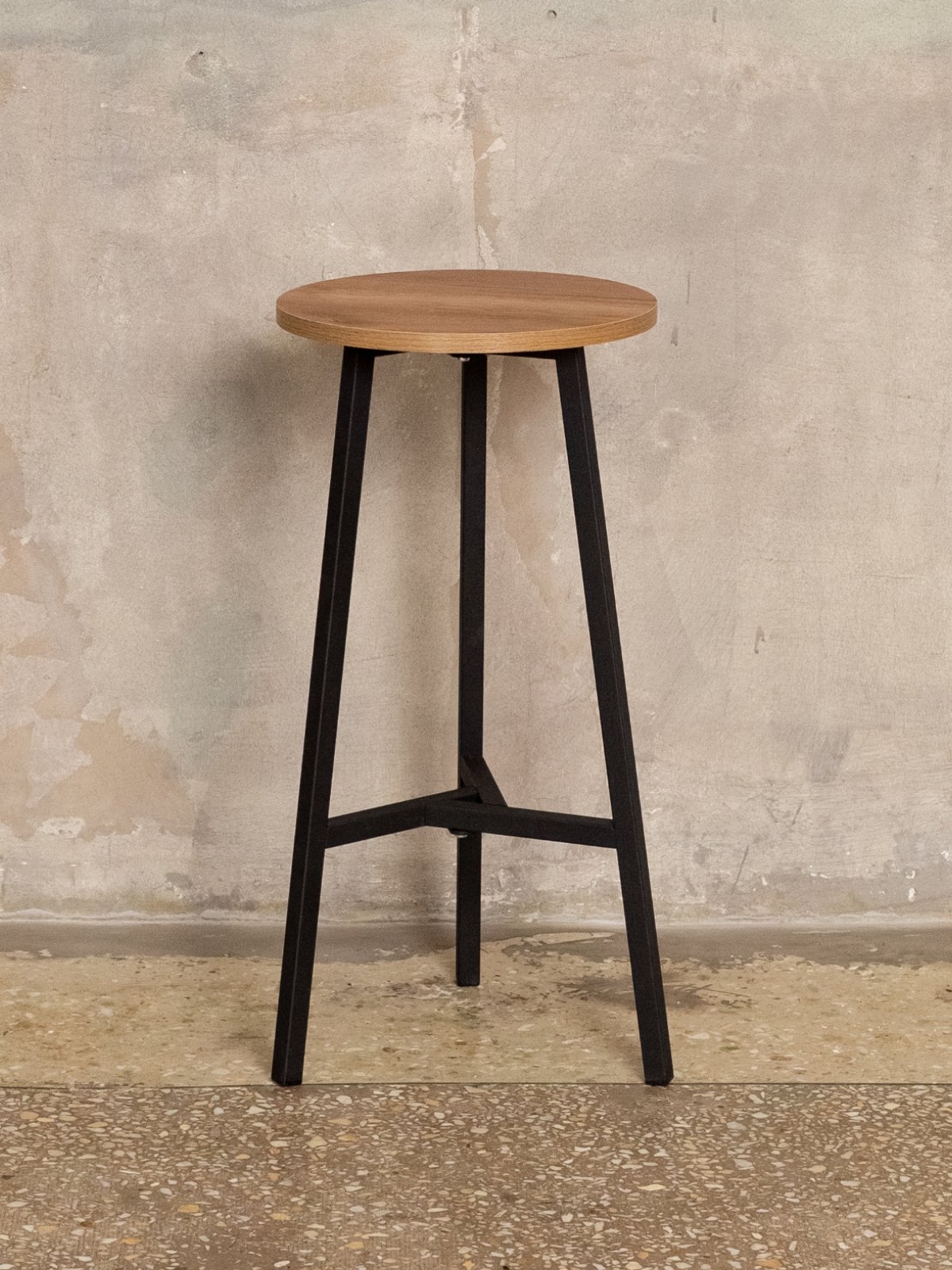 Полубарный стул табурет круглый лофт Эна черный/амаретто