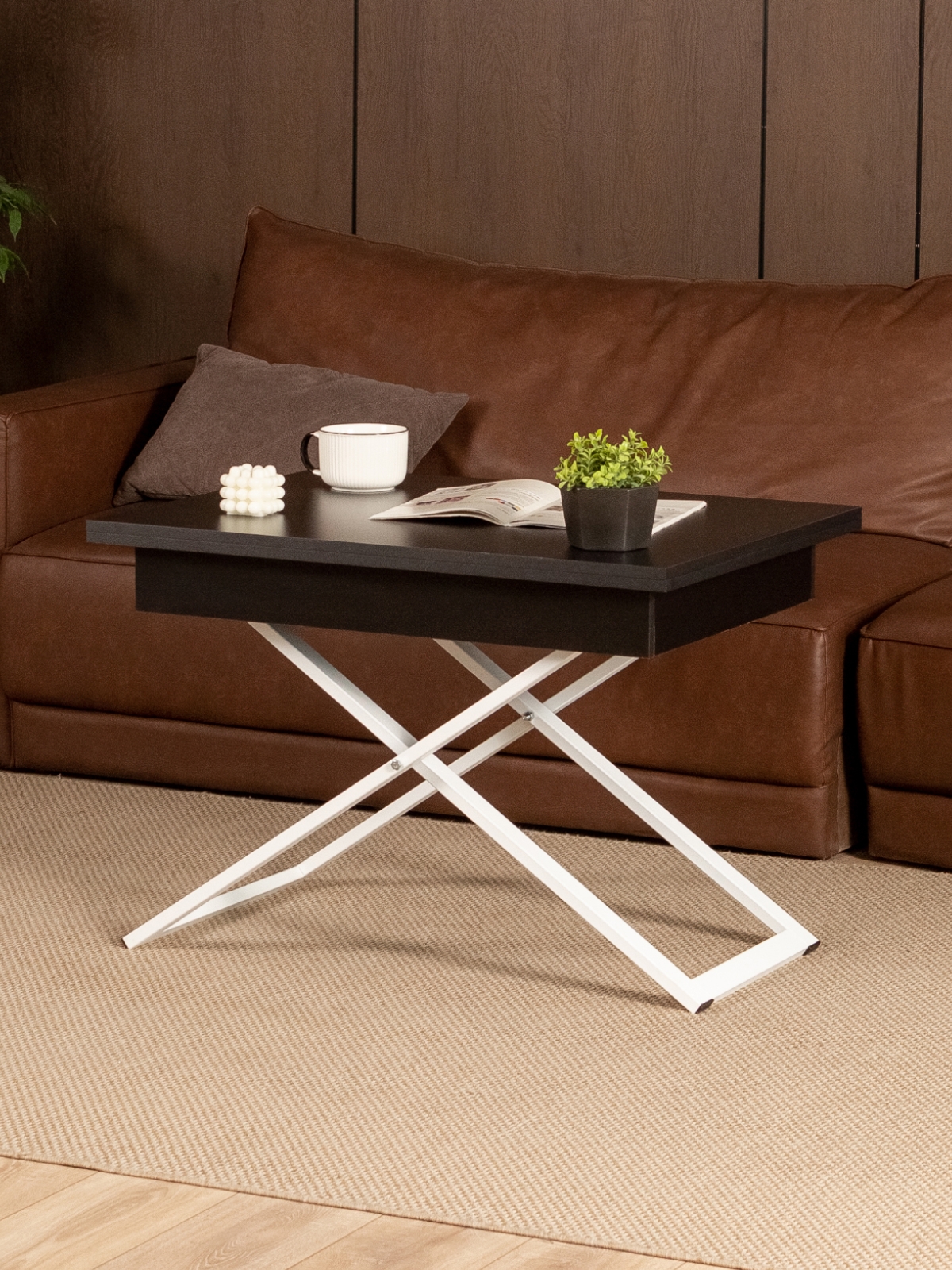 Стол трансформер раздвижной Амга белый/черный