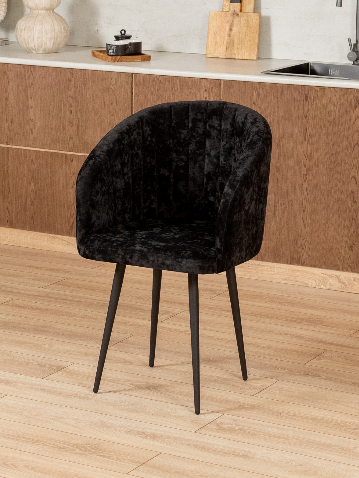 Стул Карибу велюр черный/черный