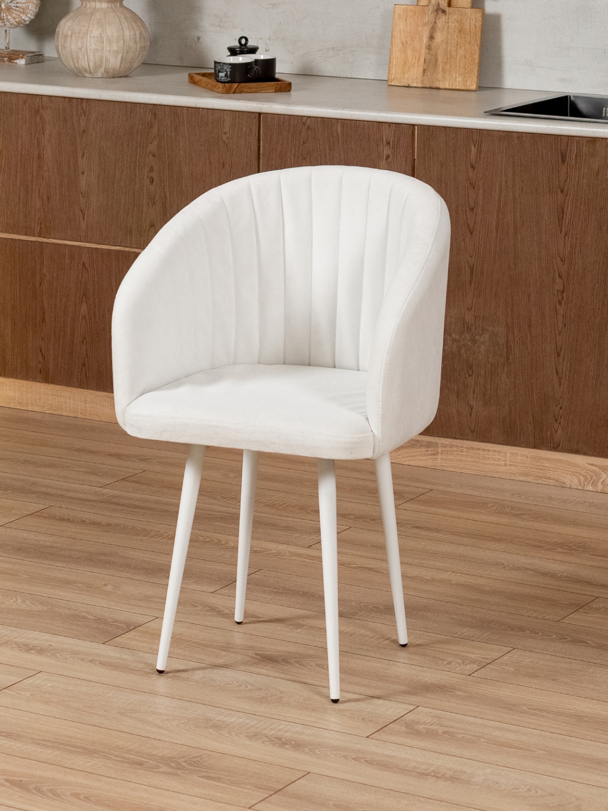 Стул Карибу велюр белый/белый