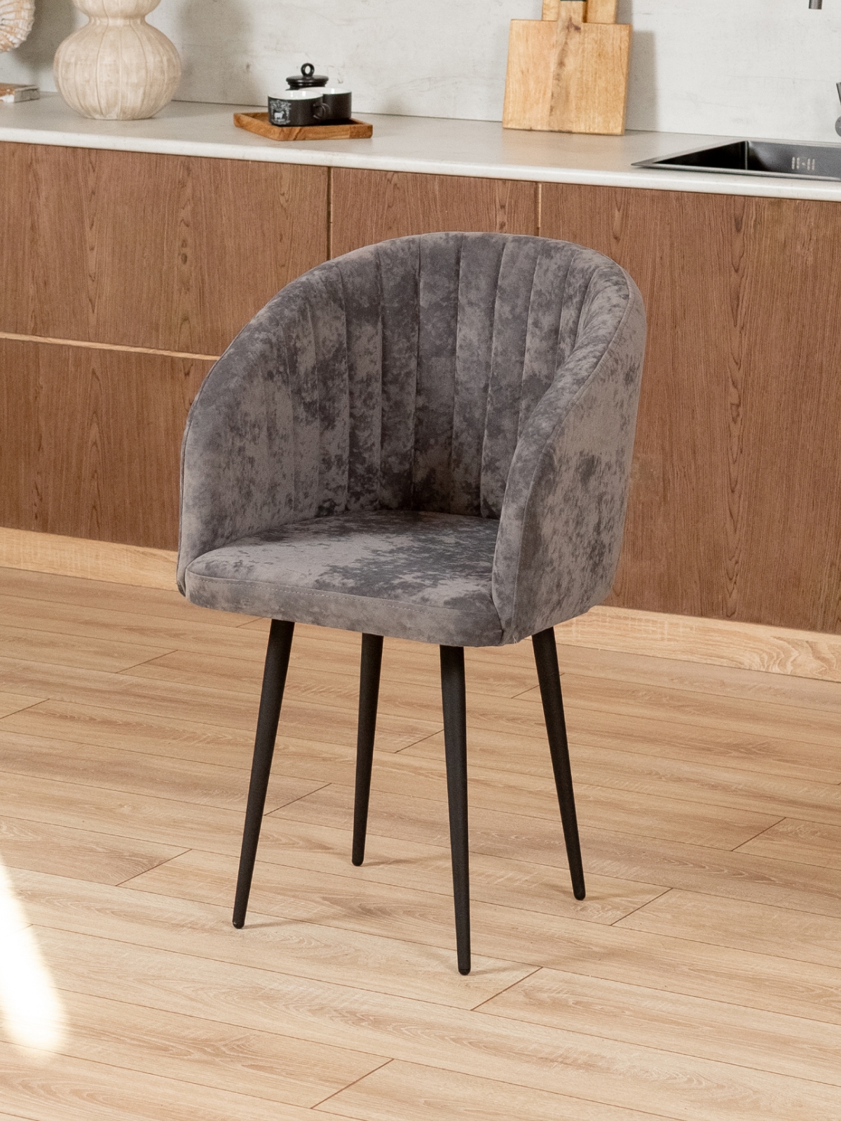 Стул Карибу велюр черный/серый