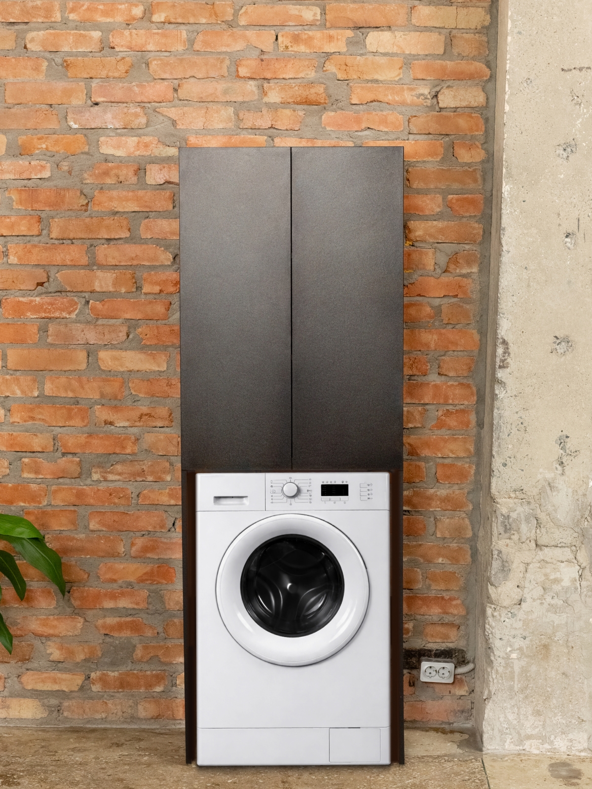 Шкаф над стиральной машиной напольный Гата черный