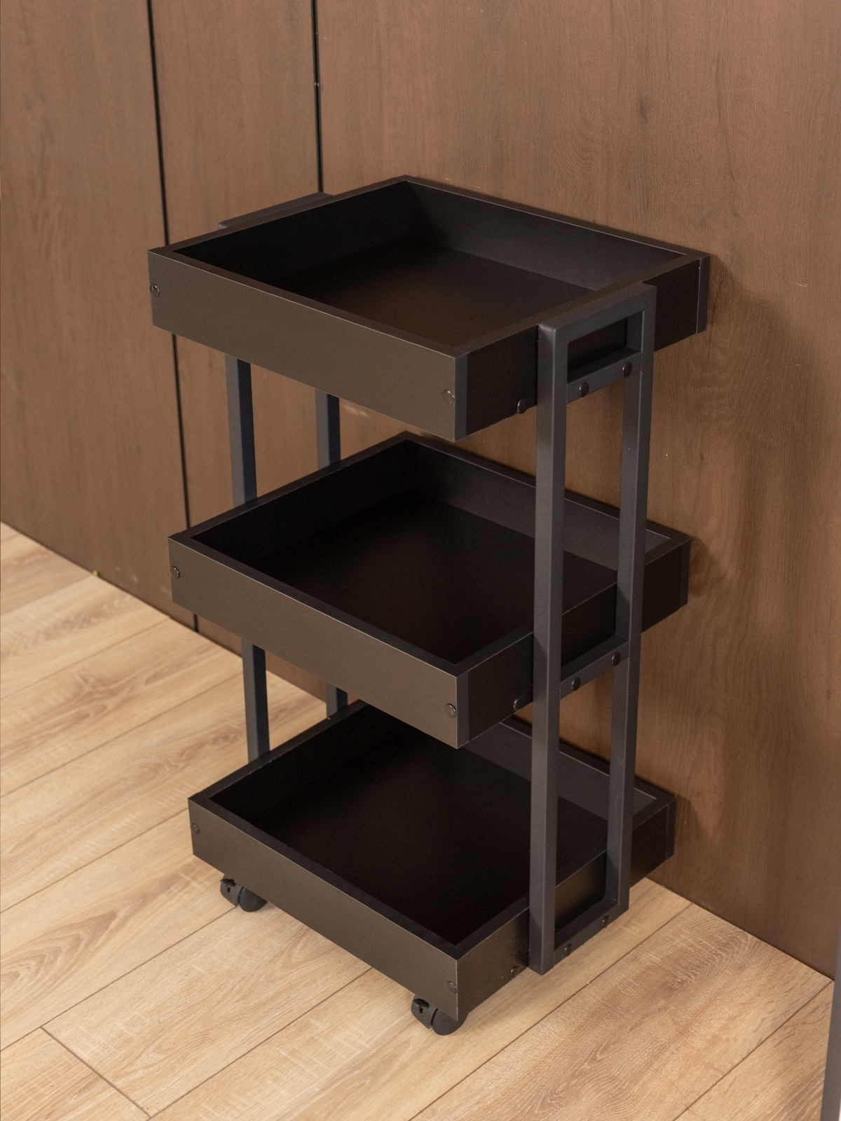 Тележка косметологическая на колесиках Ангара черный/черный