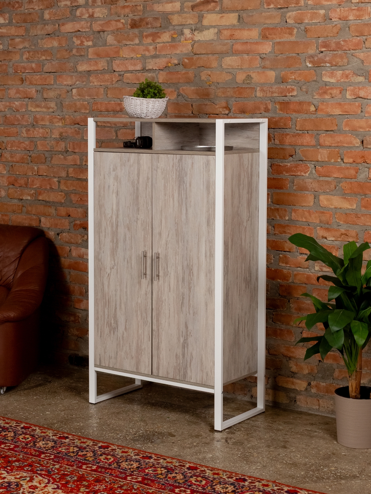 Шкаф с полками Геллес белый/кашемир