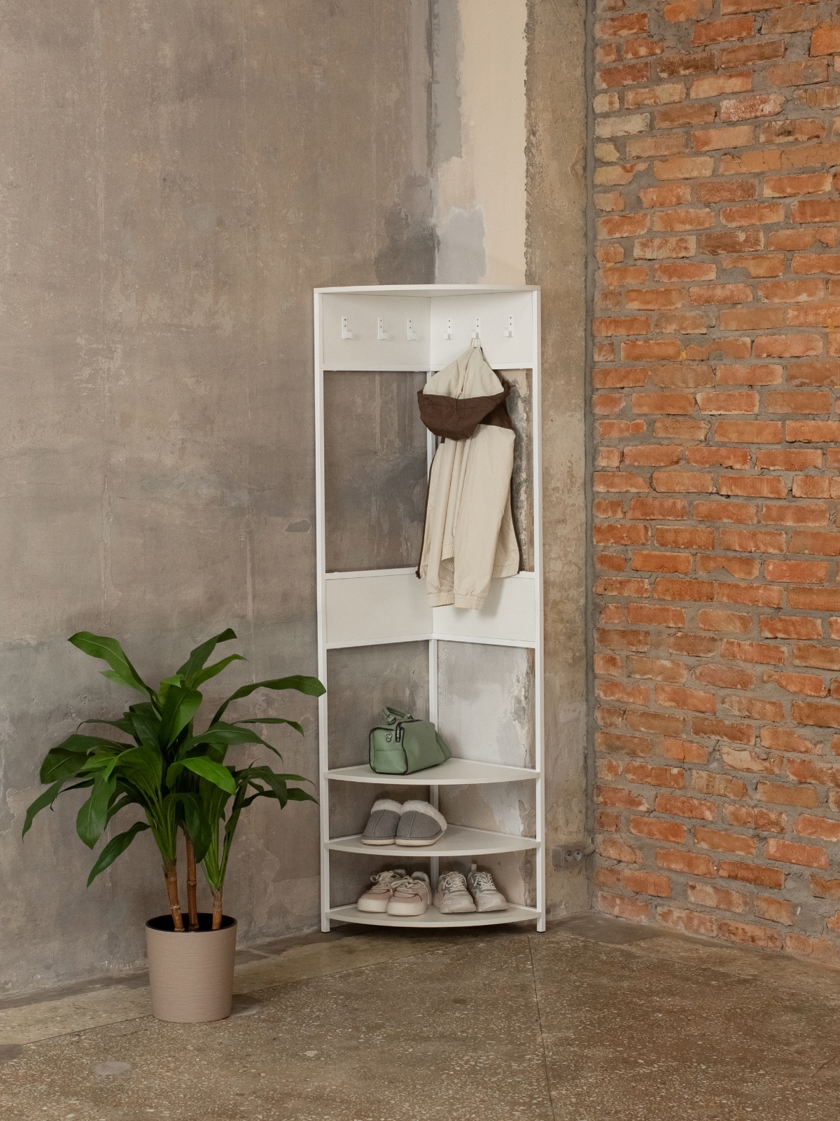 Вешалка угловая напольная Анива белый/белый