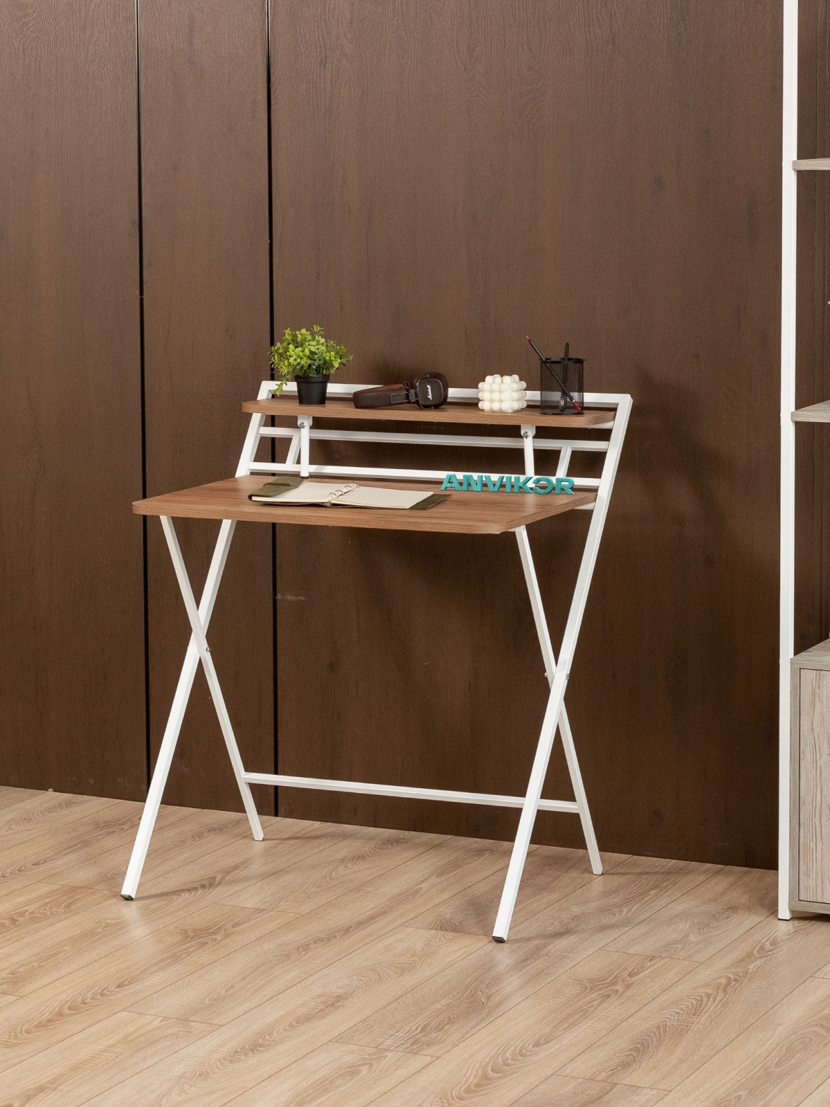 Стол складной письменный Симетo белый/амаретто