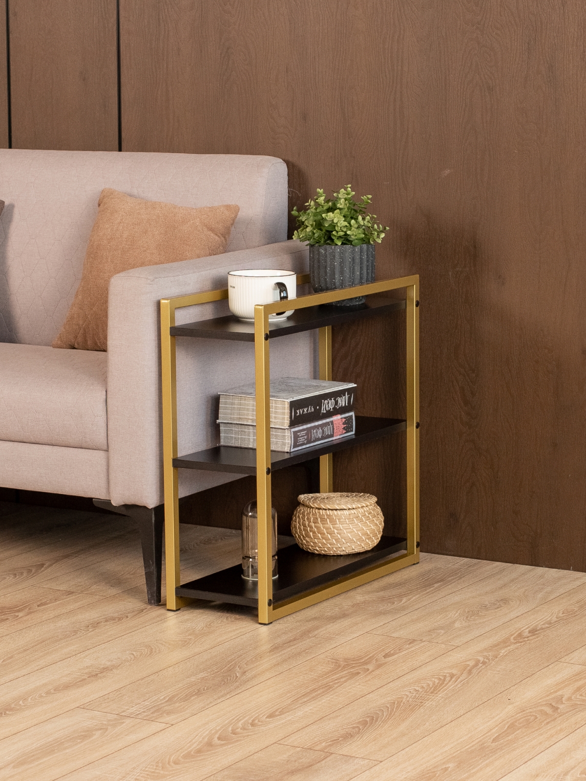 Столик придиванный приставной Ула золотой/черный