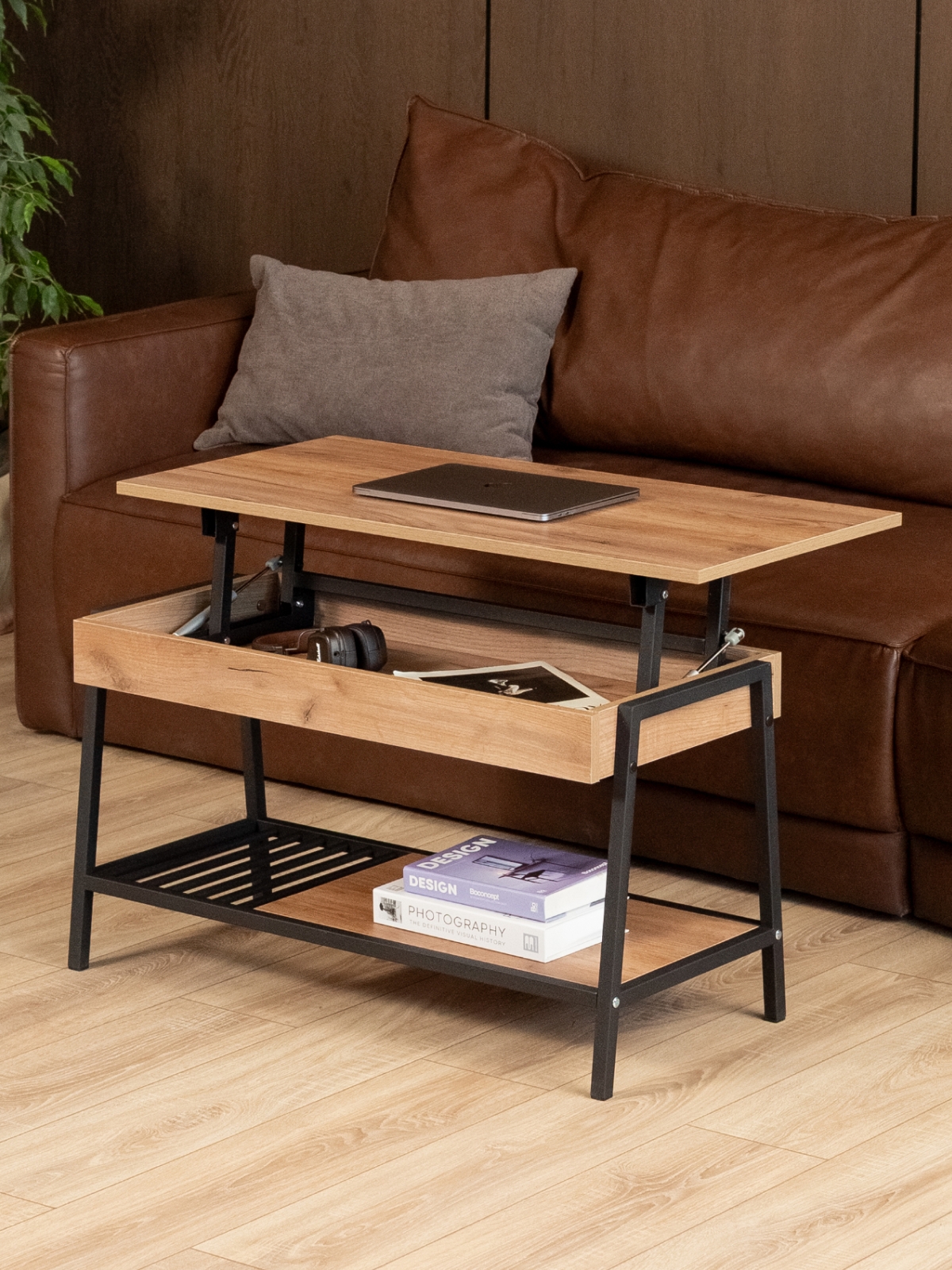 Журнальный стол-трансформер Шуда черный/амаретто