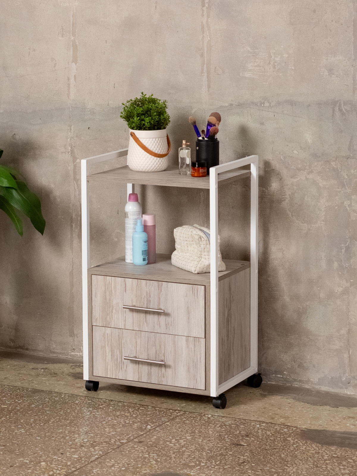 Тележка косметологическая Кая белый/кашемир