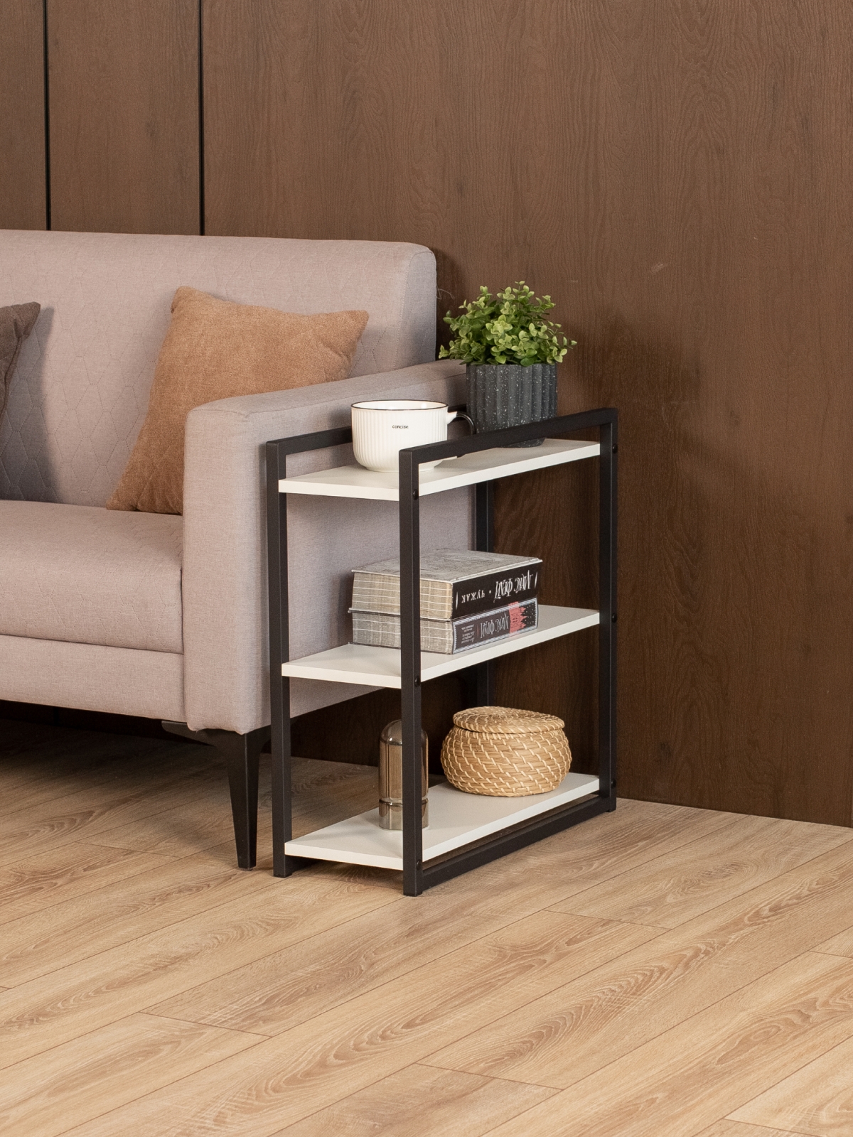 Столик придиванный приставной Ула черный/белый