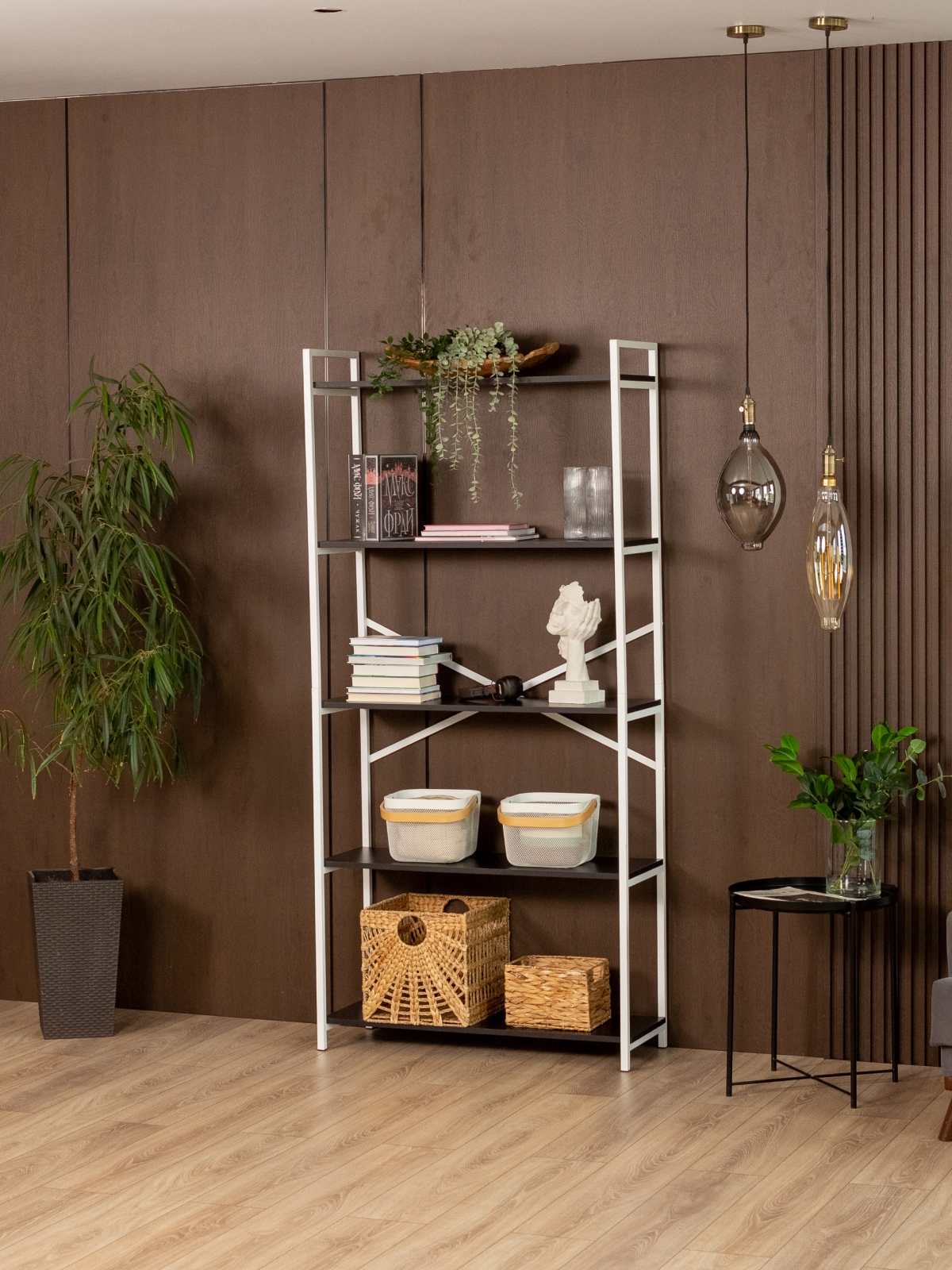 Металлический стеллаж Нарва белый/черный