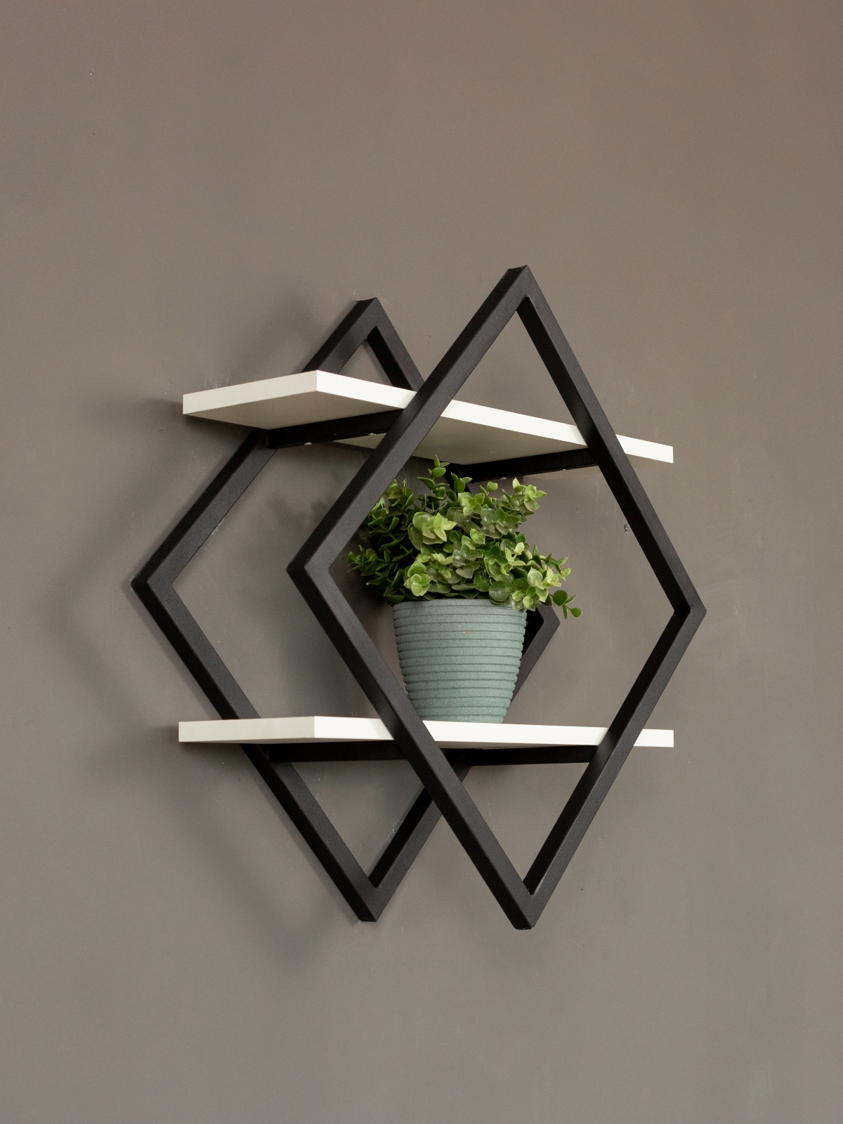 Настенная полка в стиле лофт Вилен черный/белый